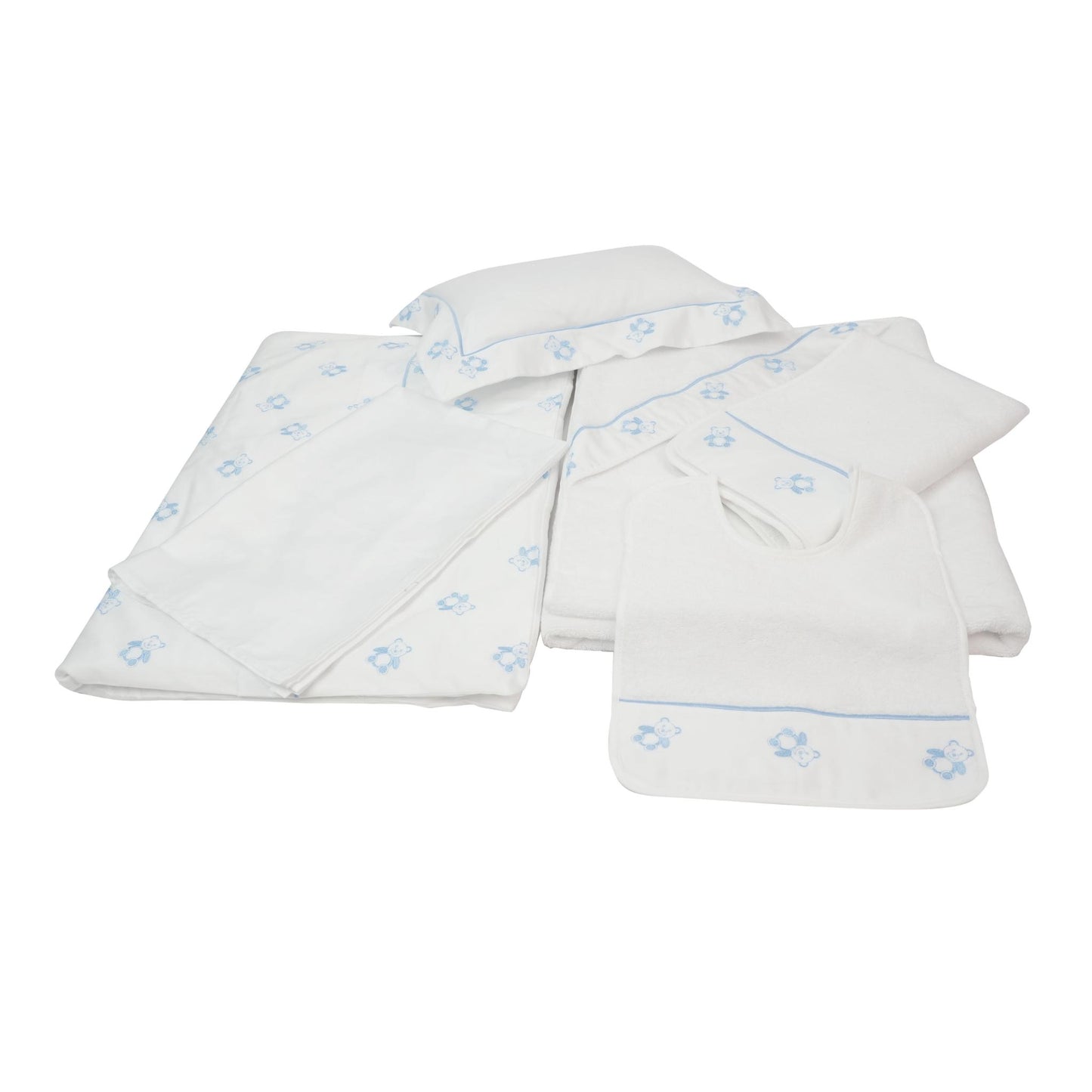 TEDDY BABY SET WHITE & BLUE