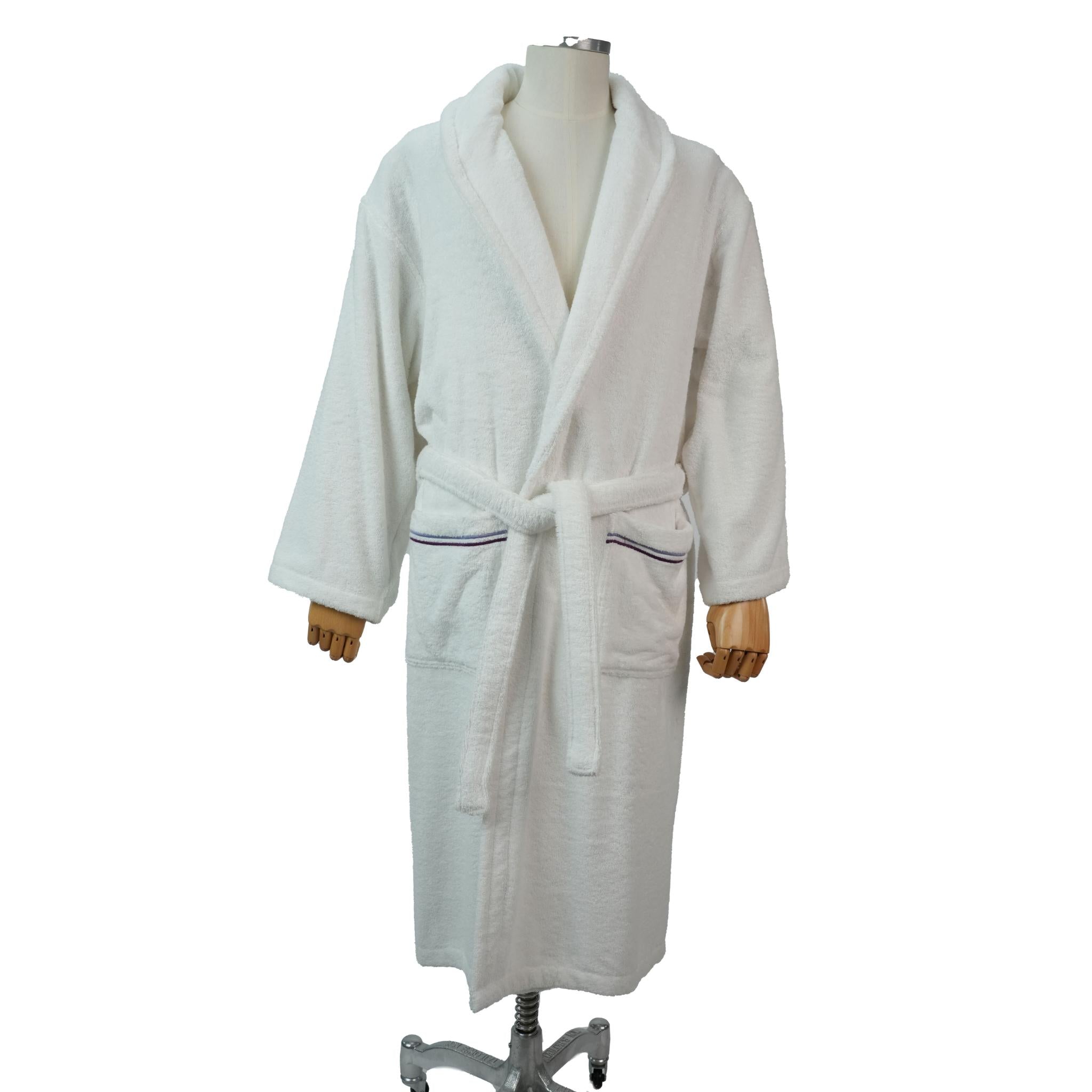 BATHROBE FOR MEN FORMA WHITE / PURPLE LINE