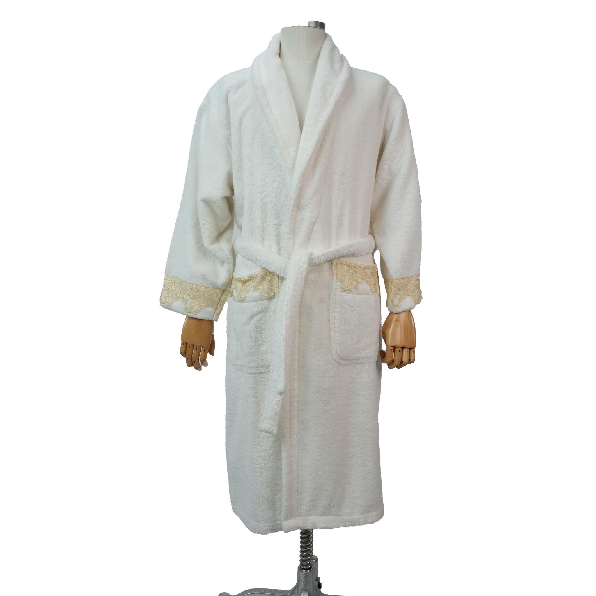 BATHROBE FOR WOMEN TAORMINA OFF WHITE / GOLD