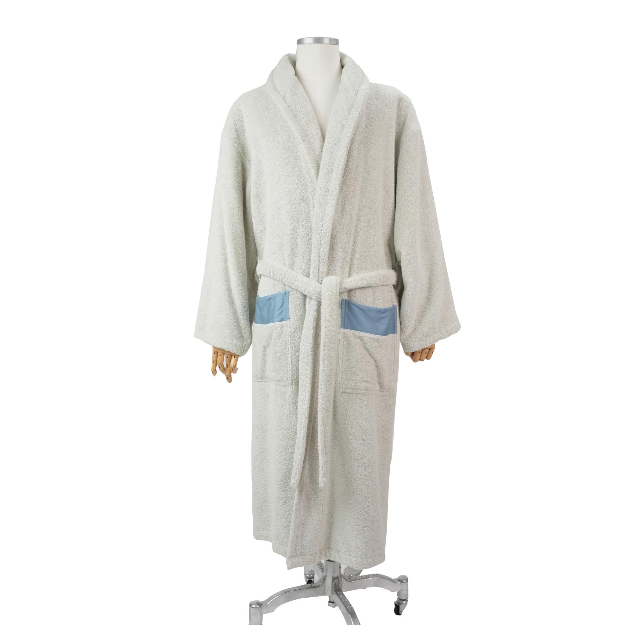 BATHROBE FOR MAN GARDEN  DESIGN LIGHT BLUE / WHITE LINE