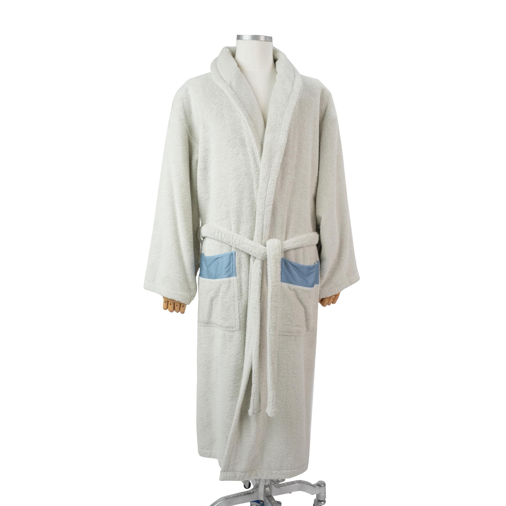 BATHROBE FOR WOMEN GARDEN  DESIGN LIGHT BLUE / WHITE LINE