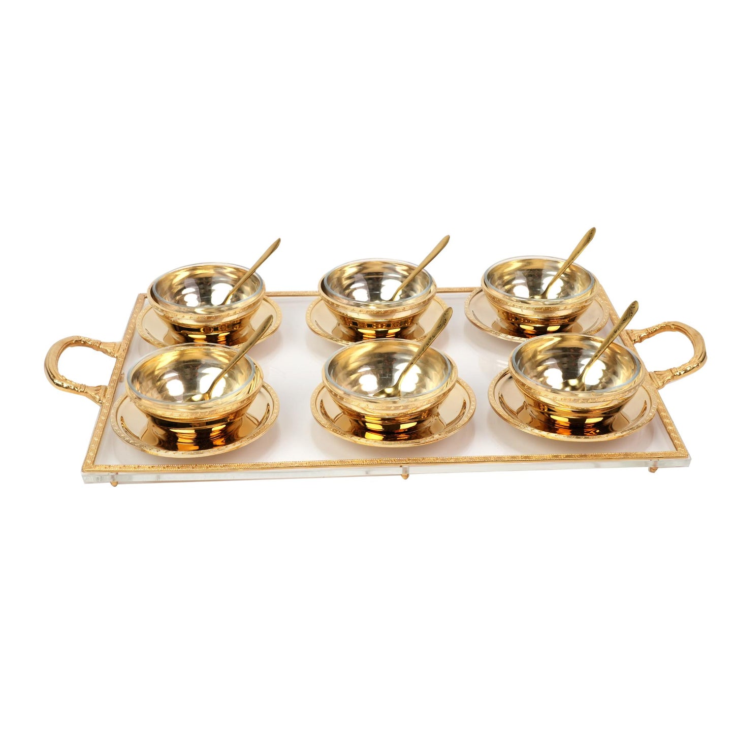 MEGHLI GLASS BOWLS WITH PLEXI TRAY AND SPOONS / VARSACE DESIGN