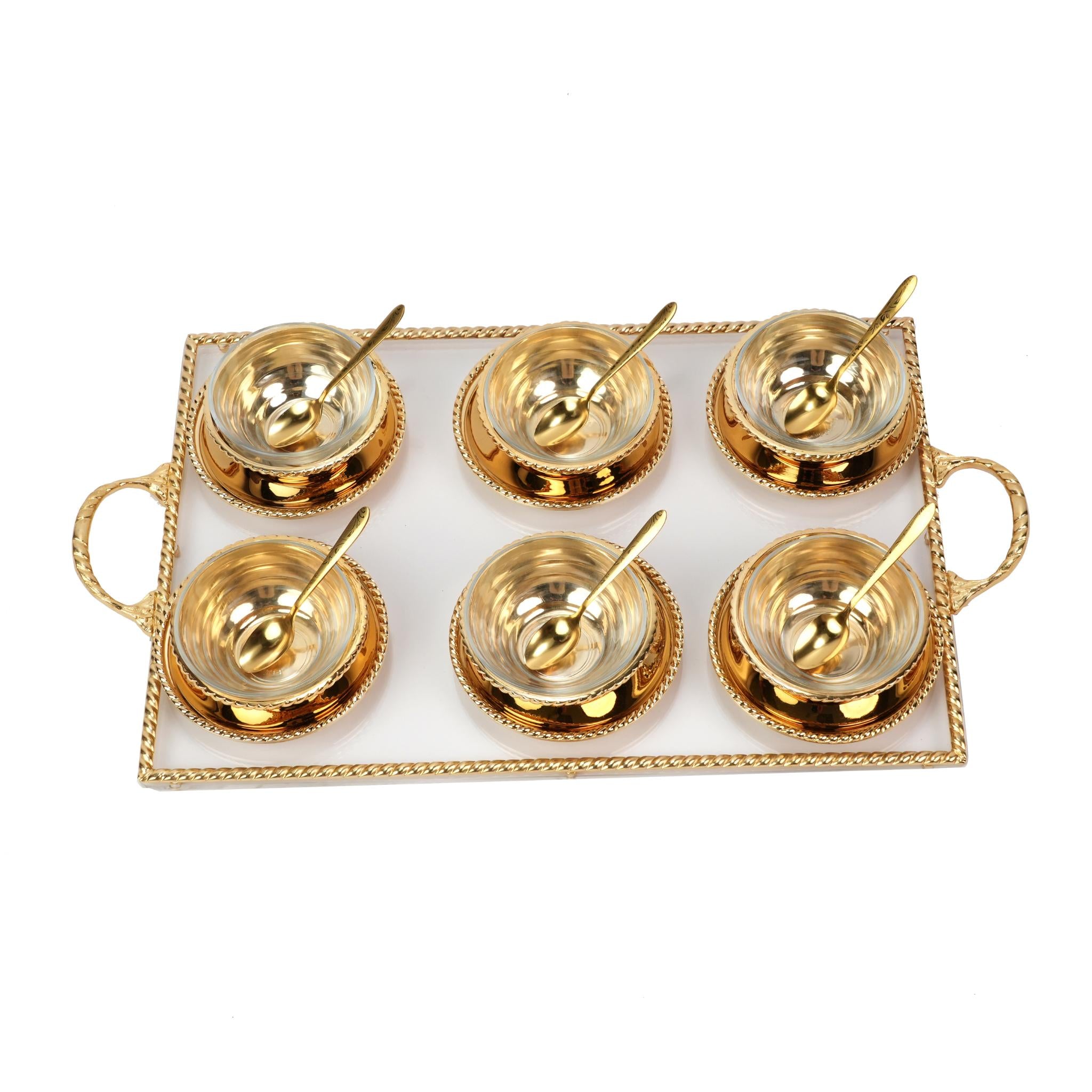 MEGHLI GLASS BOWLS WITH PLEXI TRAY AND SPOONS / HABLA  DESIGN