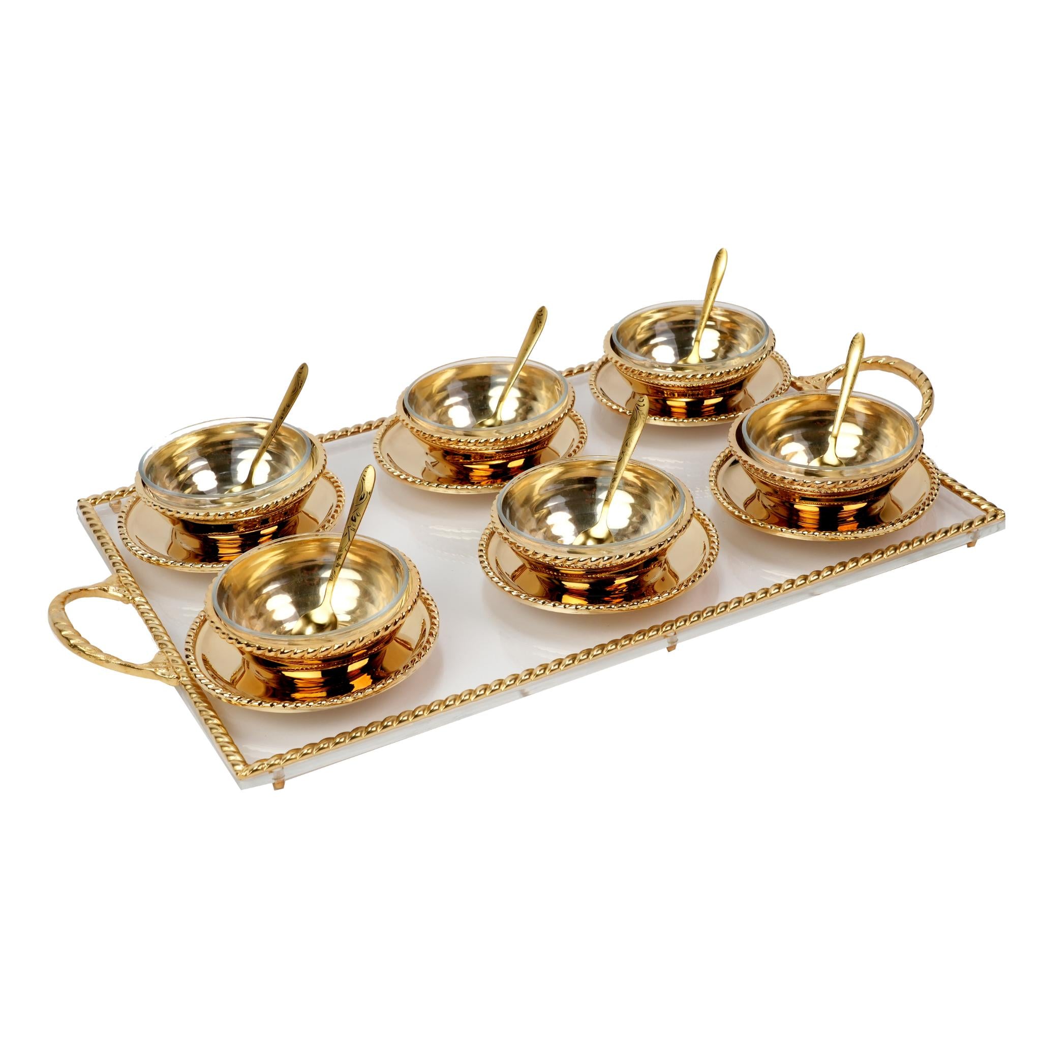 MEGHLI GLASS BOWLS WITH PLEXI TRAY AND SPOONS / HABLA  DESIGN