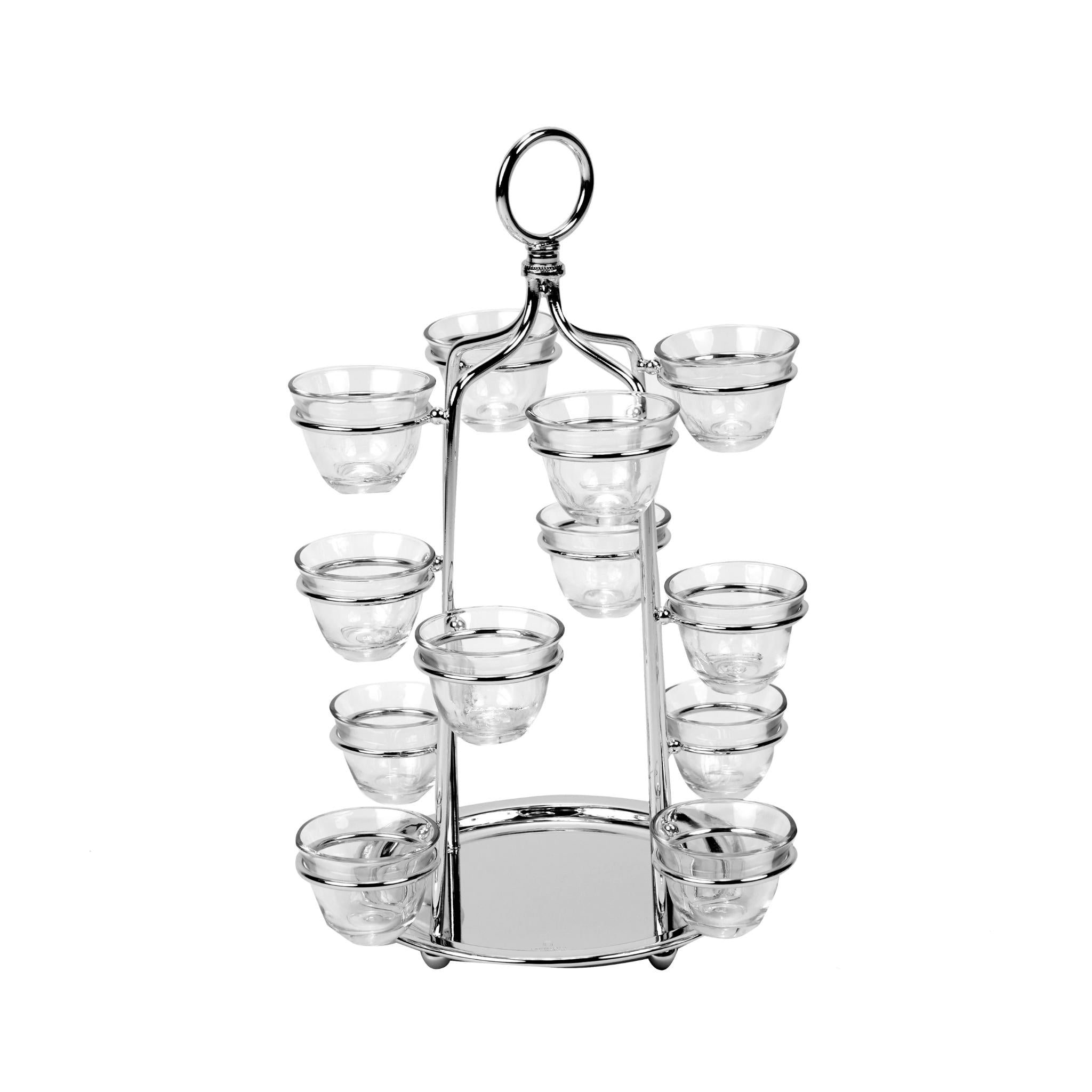 CAGE  STAND / 12 ARABIC COFFEE CUPS HOLDER / SILVER PLATED