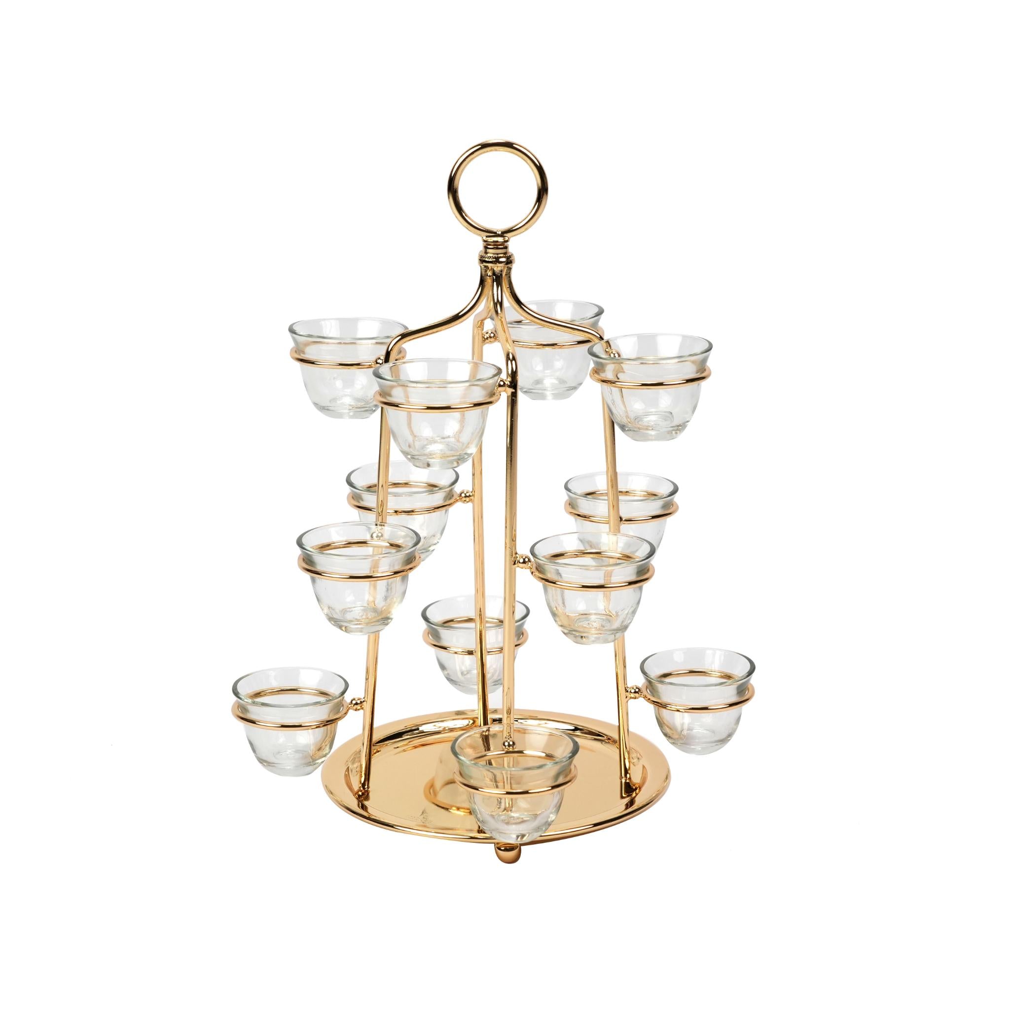 CAGE  STAND /  12 ARABIC COFFEE CUPS HOLDER   / GOLD  PLATED