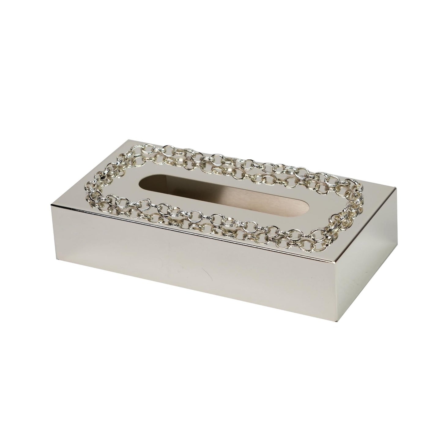 KLEENEX BOX  WITH CHAIN  DECOR DESIGN / SILVER PLATED