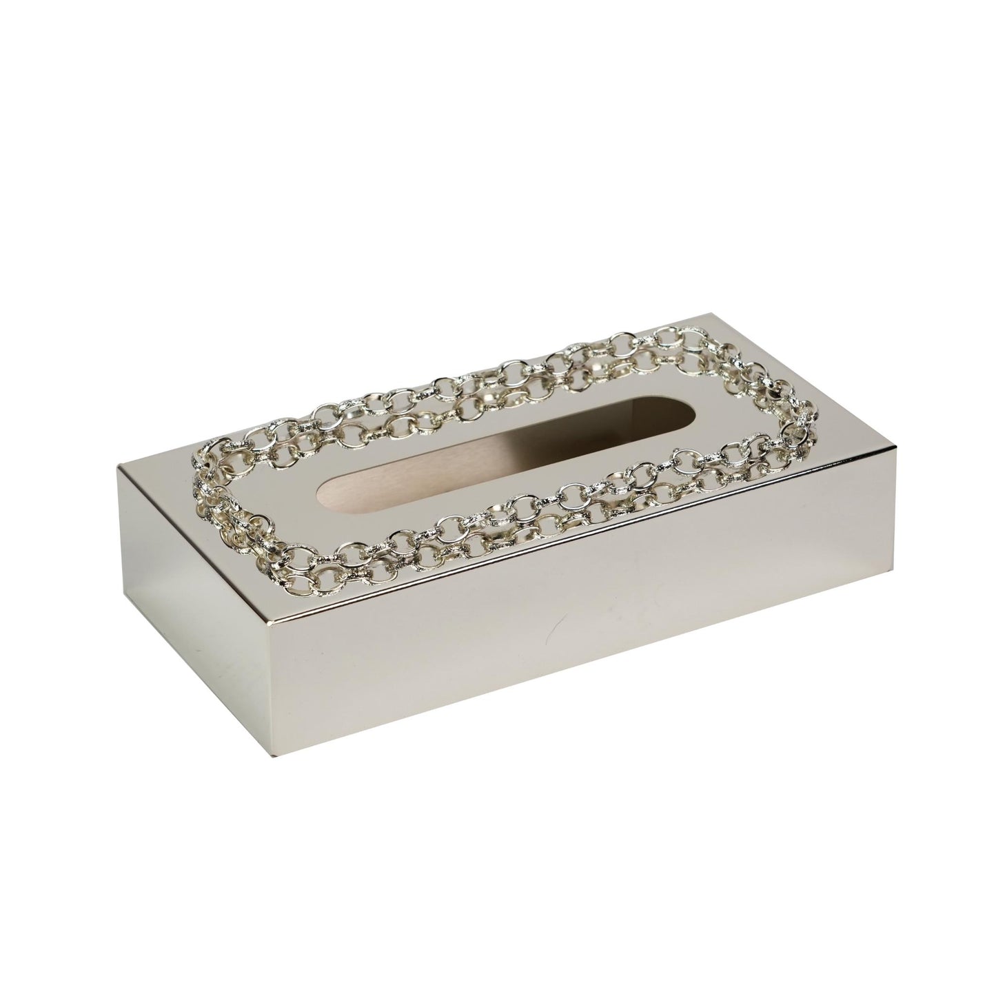 KLEENEX BOX  WITH CHAIN  DECOR DESIGN / SILVER PLATED