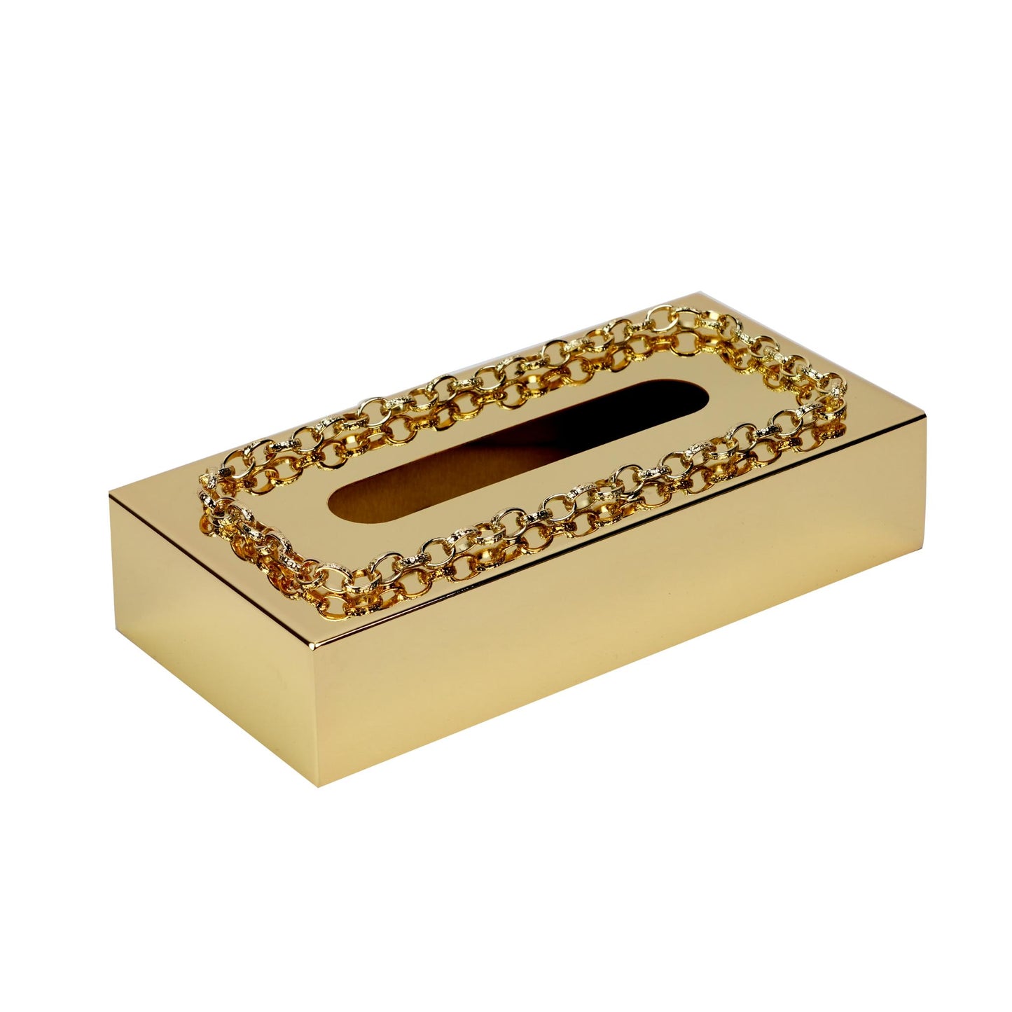KLEENEX BOX  WITH CHAIN  DECOR DESIGN / GOLD  PLATED