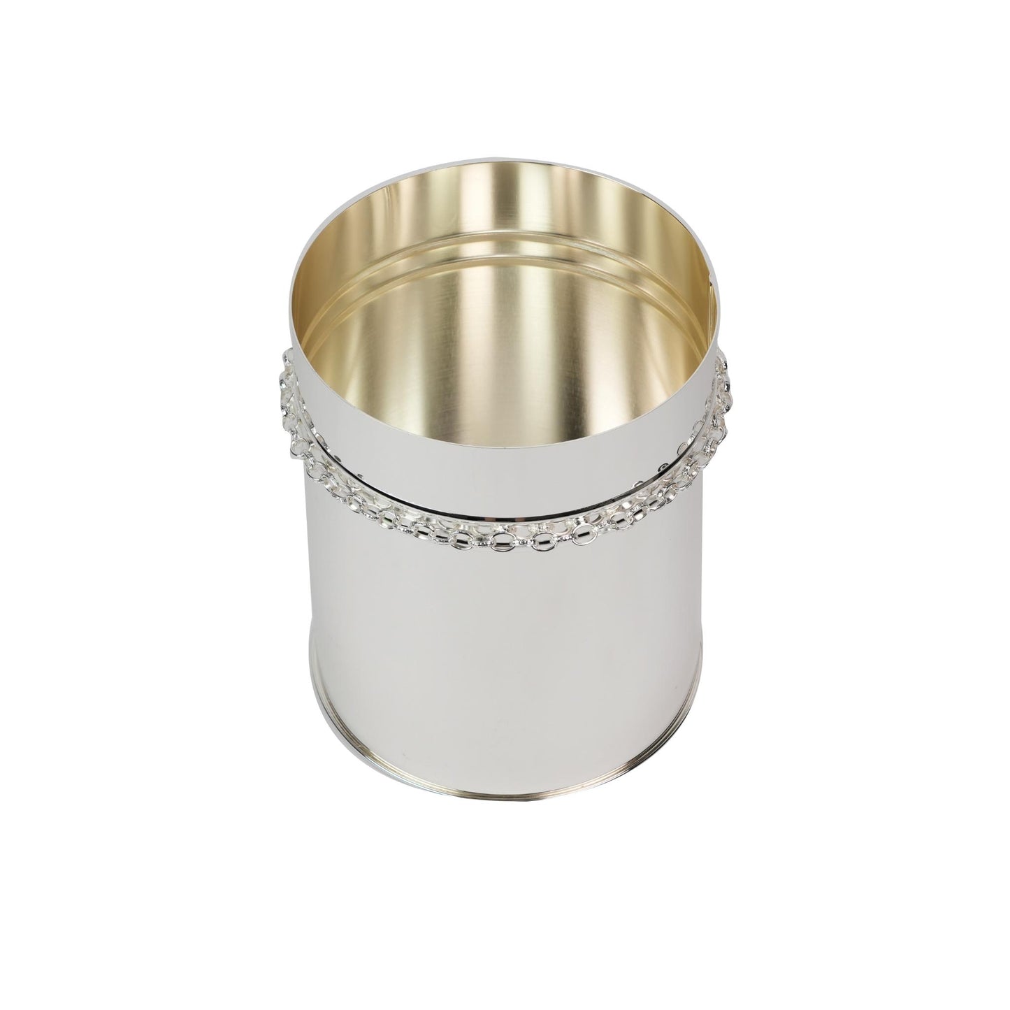 TRASH BIN ,  CHAIN DECOR DESIGN / SILVER  PLATED