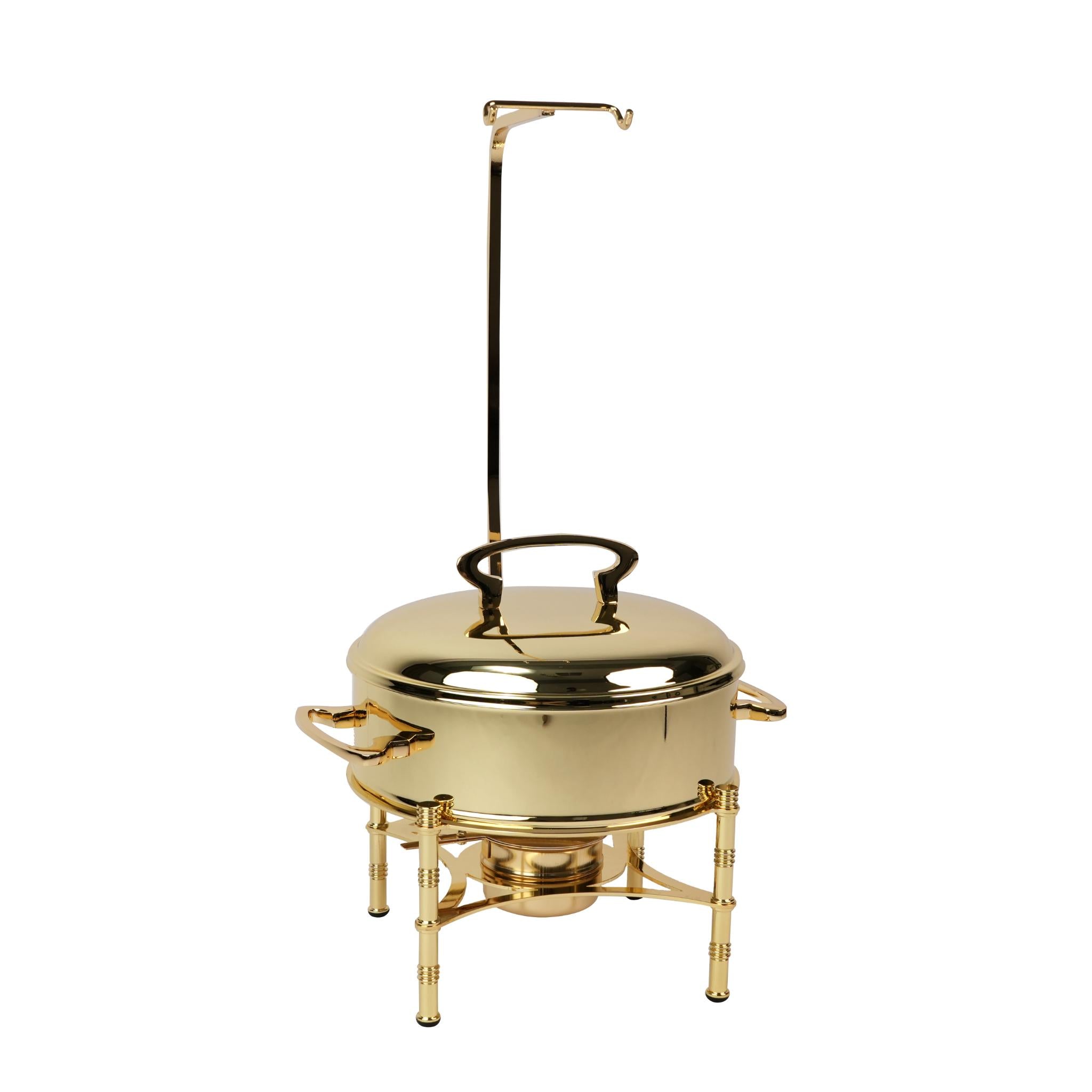 ROUND CHAFING DISH / BUFFET , PLAIN DESIGN / GOLD  PLATED