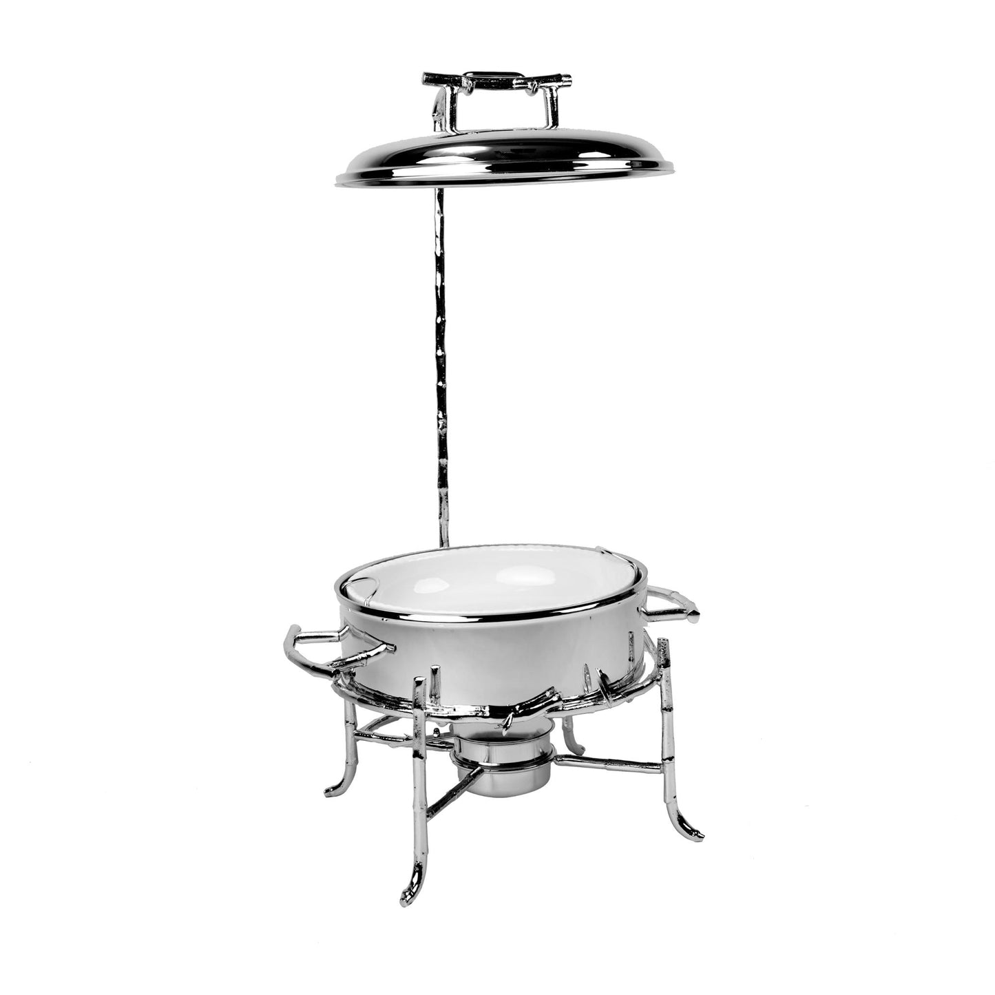 ROUND CHAFING DISH / BUFFET , PLAIN WITH BB BASE DESIGN  DESIGN / SILVER PLATED