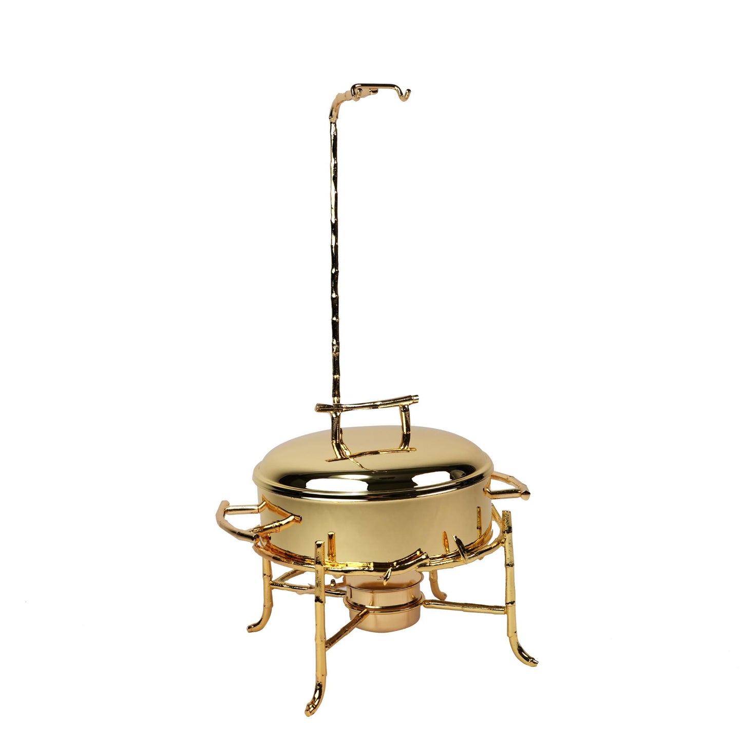 ROUND CHAFING DISH / BUFFET , PLAIN WITH BB BASE DESIGN  DESIGN / GOLD  PLATED