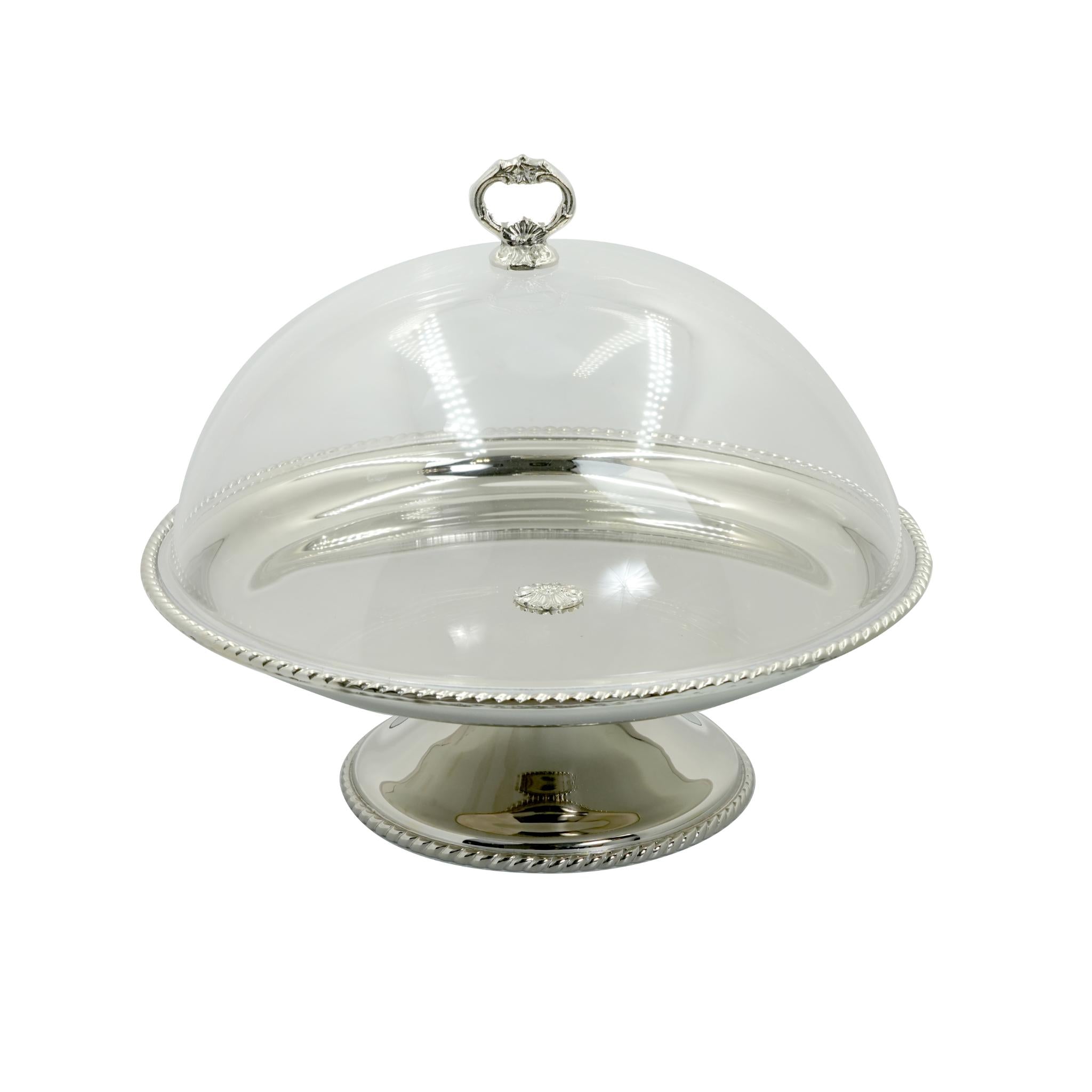 ROUND CAKE STAND  , HABLA DESIGN  WITH PLEXI COVER / CHROME FINISH