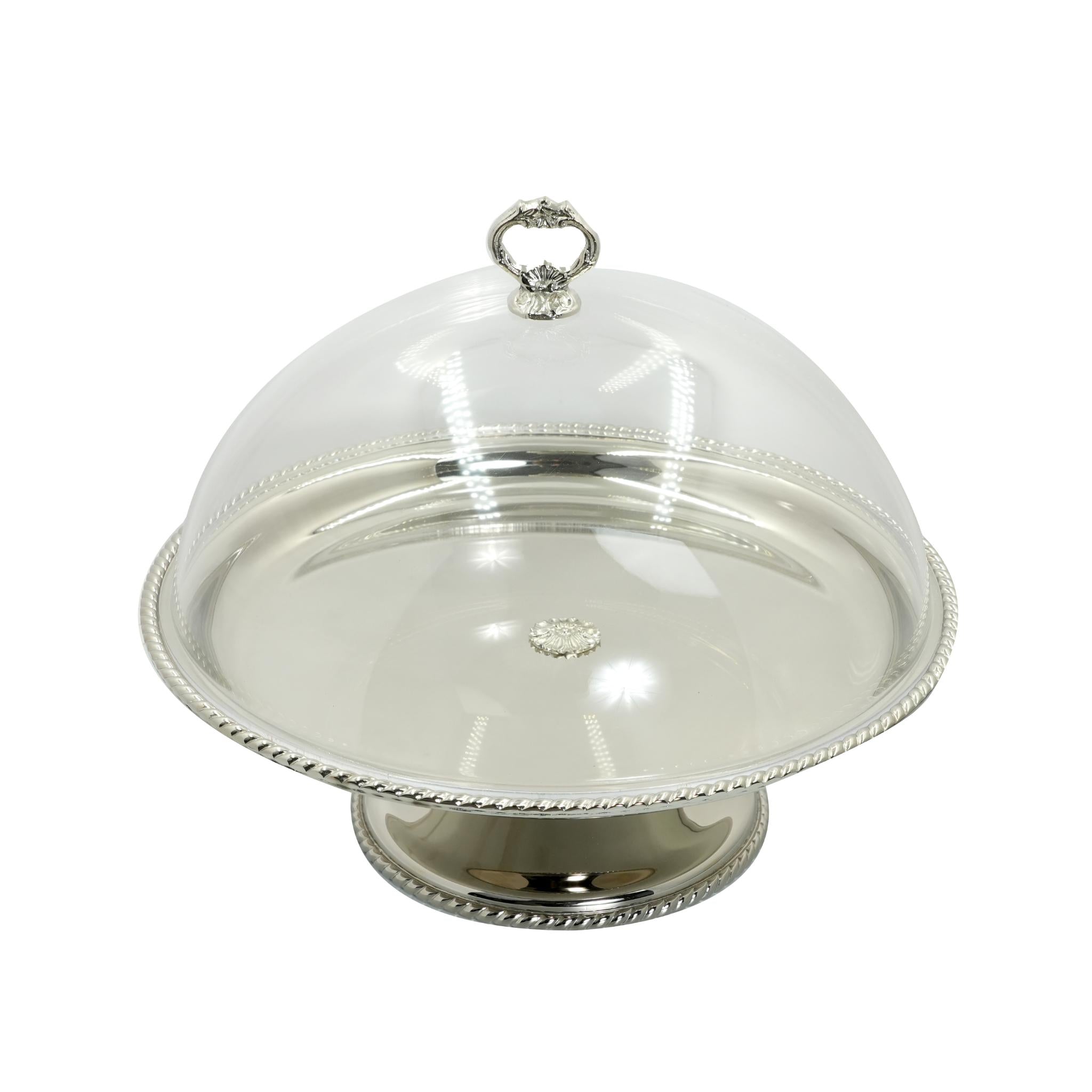 ROUND CAKE STAND  , HABLA DESIGN  WITH PLEXI COVER / CHROME FINISH