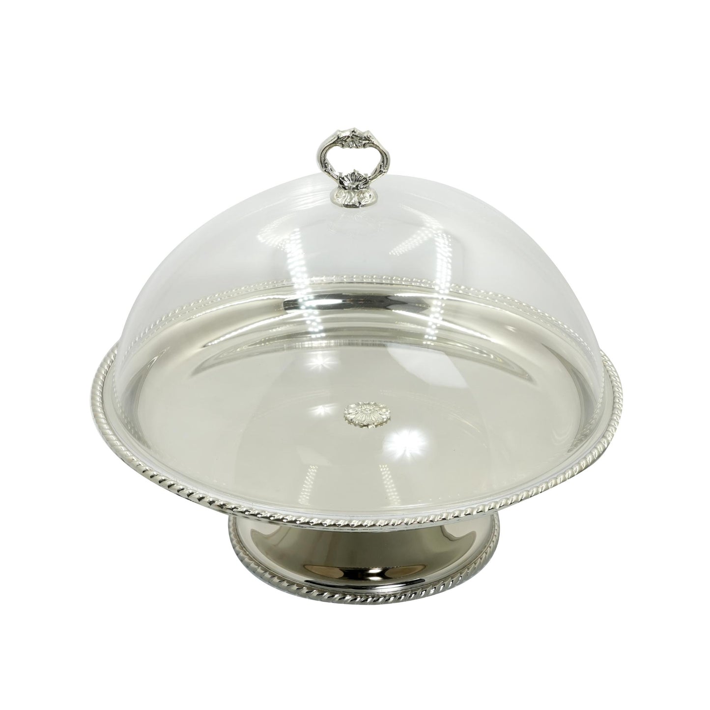 ROUND CAKE STAND  , HABLA DESIGN  WITH PLEXI COVER / CHROME FINISH