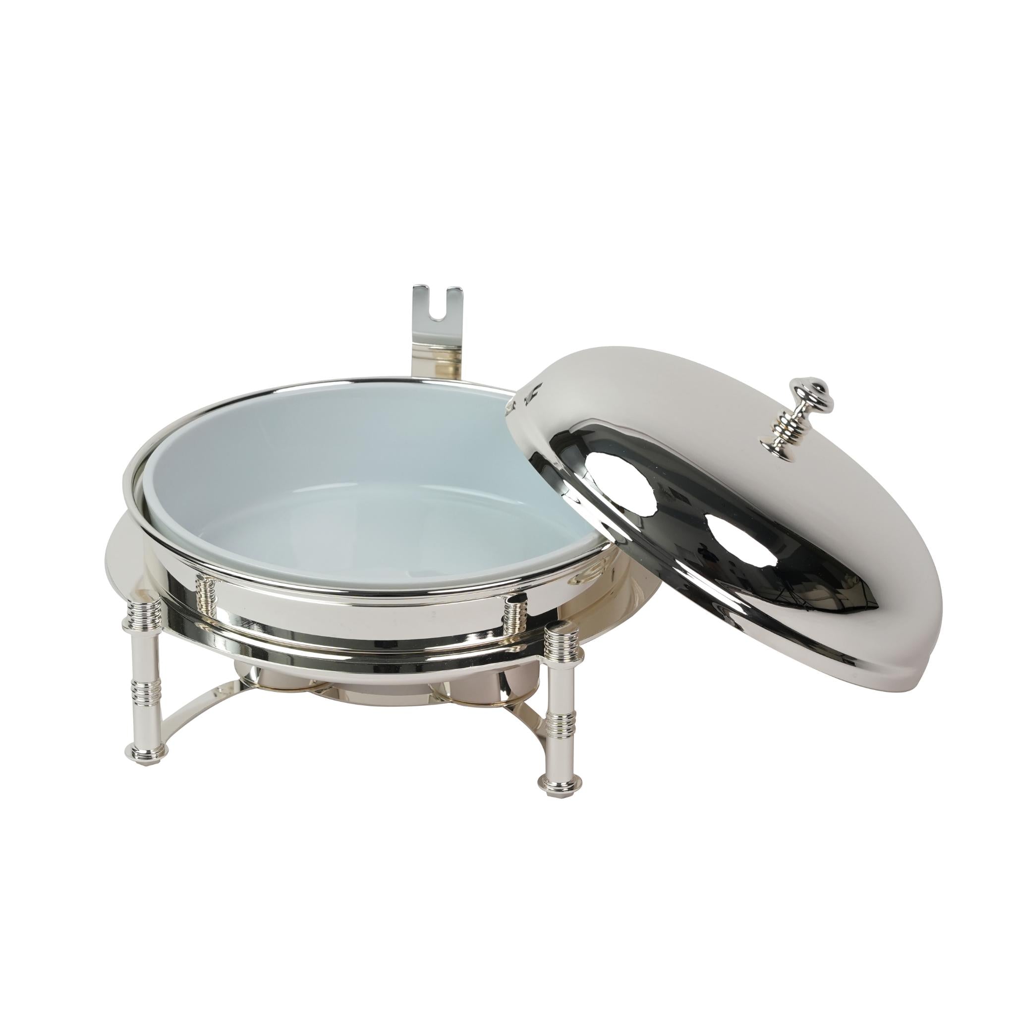 ROUND CONTAINER WITH COVER ,  PORCELAIN INSIDE   , CASE FOR CANDELS / SILVER PLATED