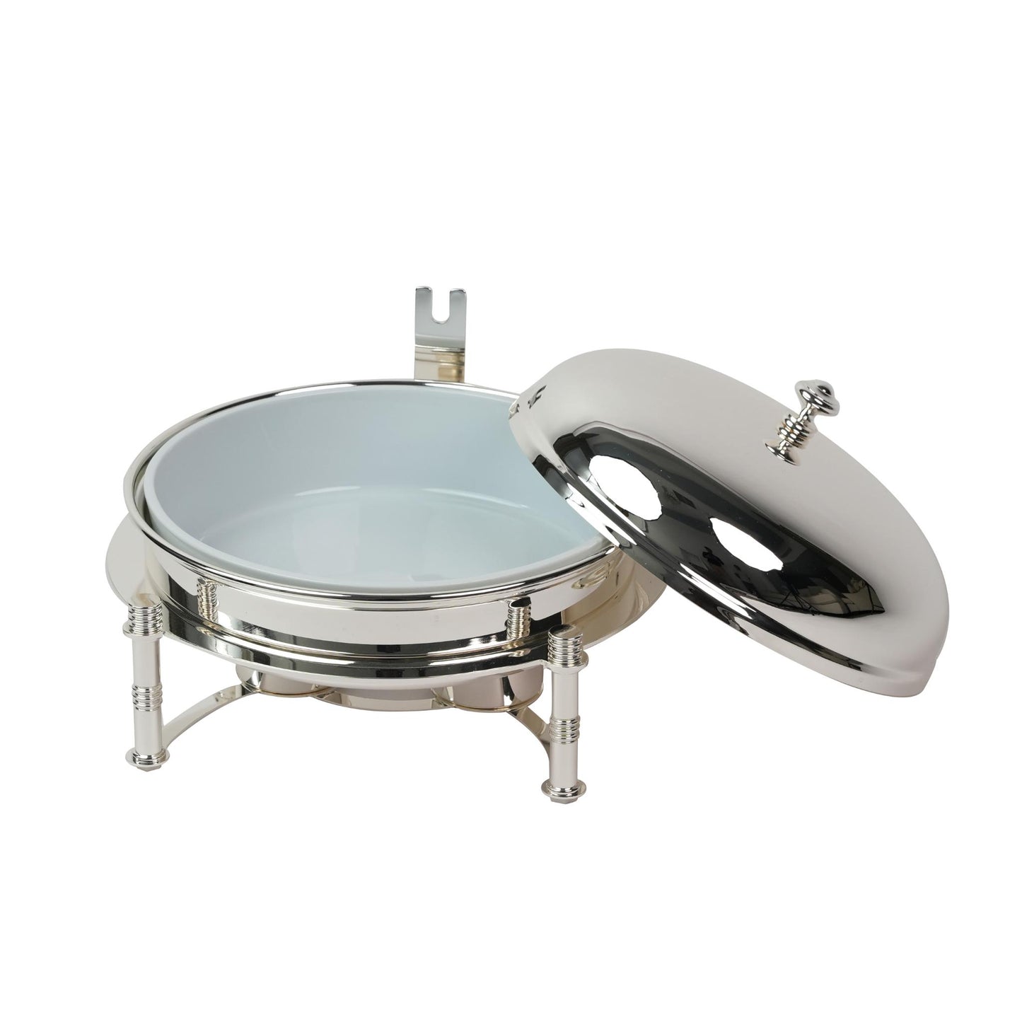 ROUND CONTAINER WITH COVER ,  PORCELAIN INSIDE   , CASE FOR CANDELS / SILVER PLATED