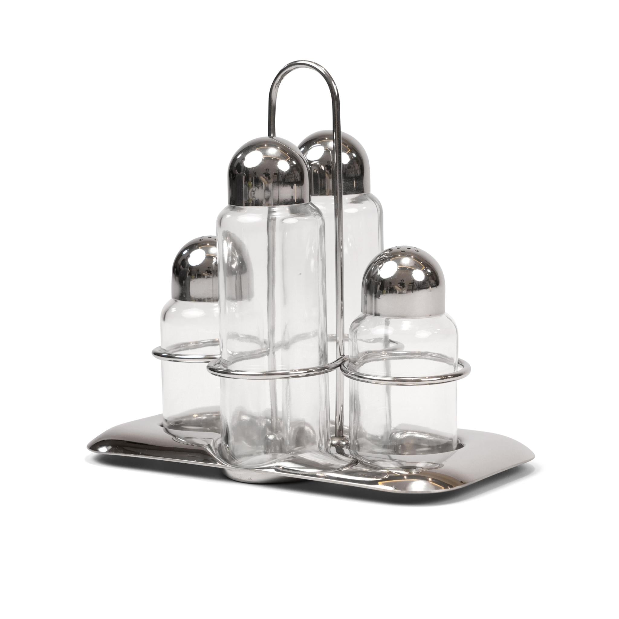 OIL AND VINEGAR SET / CRUET AND SALT CELLAR SET  4 PCS