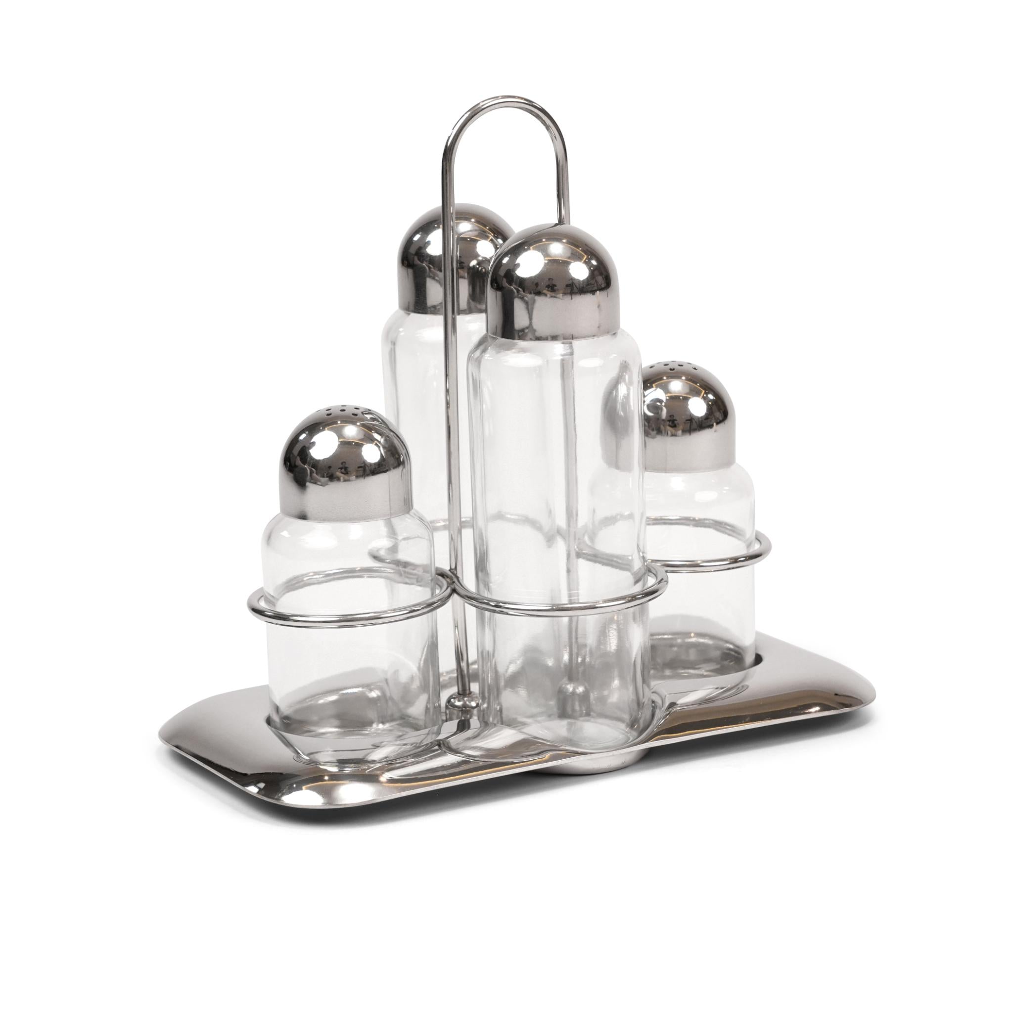 OIL AND VINEGAR SET / CRUET AND SALT CELLAR SET  4 PCS