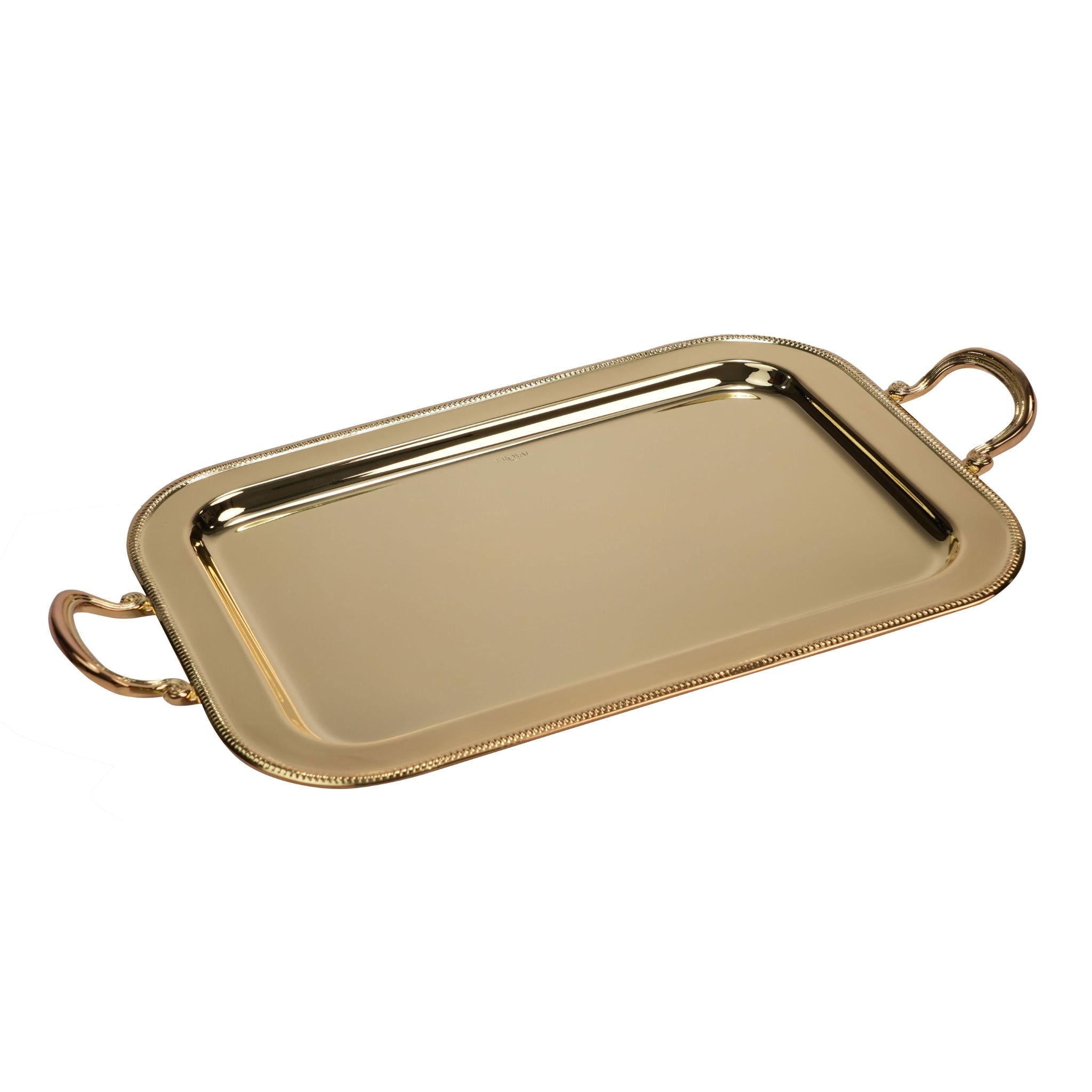 RECTANGULAR TRAY  WITH DOTED  DESIGN / GOLD PLATED