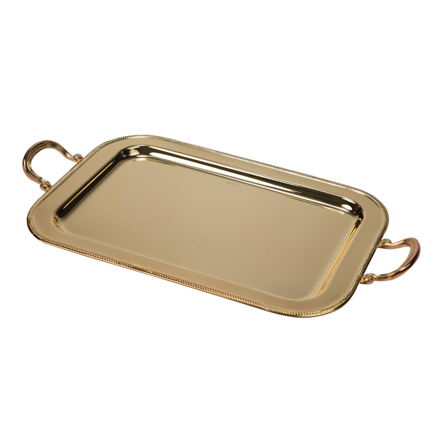 RECTANGULAR TRAY  WITH DOTED  DESIGN / GOLD PLATED