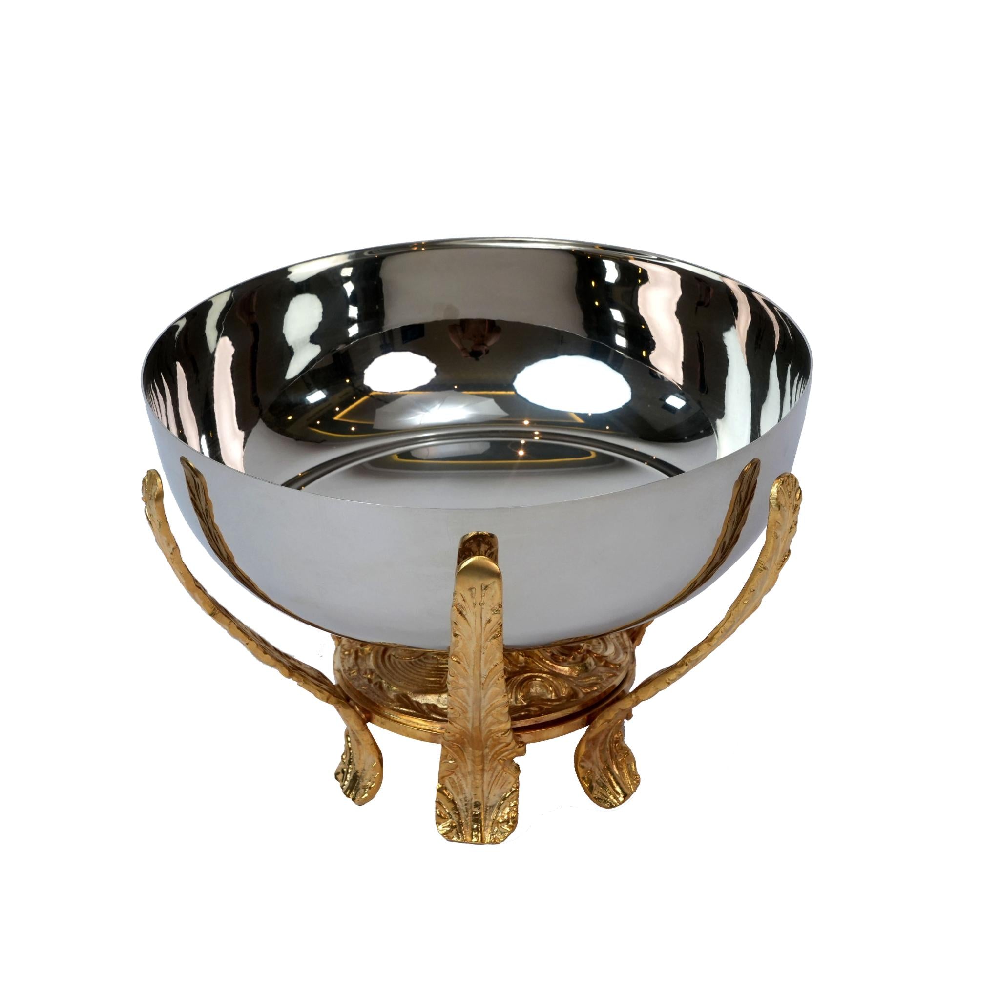 SALADIER WITH SILVER AND GOLD POURING LEAVES