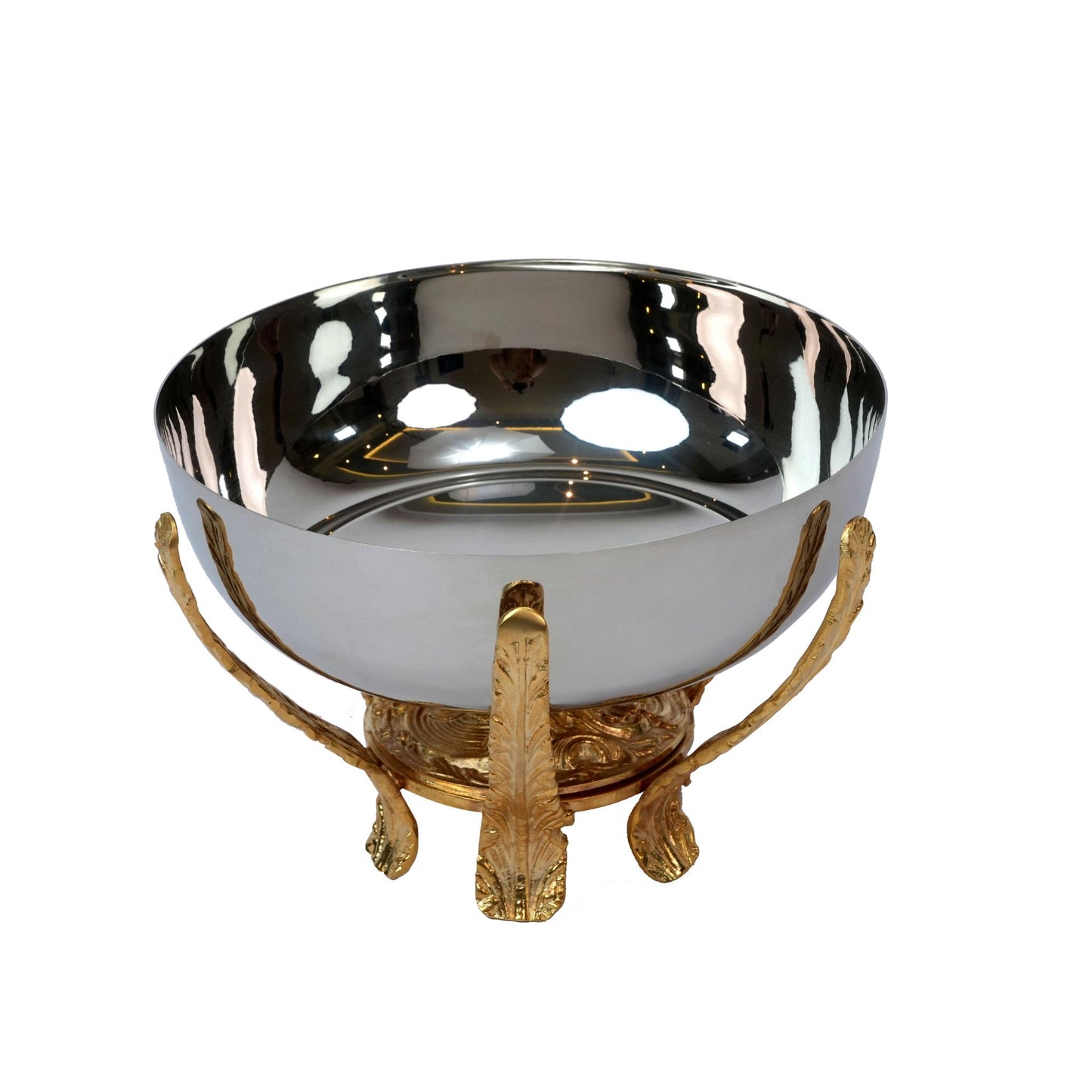 SALADIER WITH SILVER AND GOLD POURING LEAVES