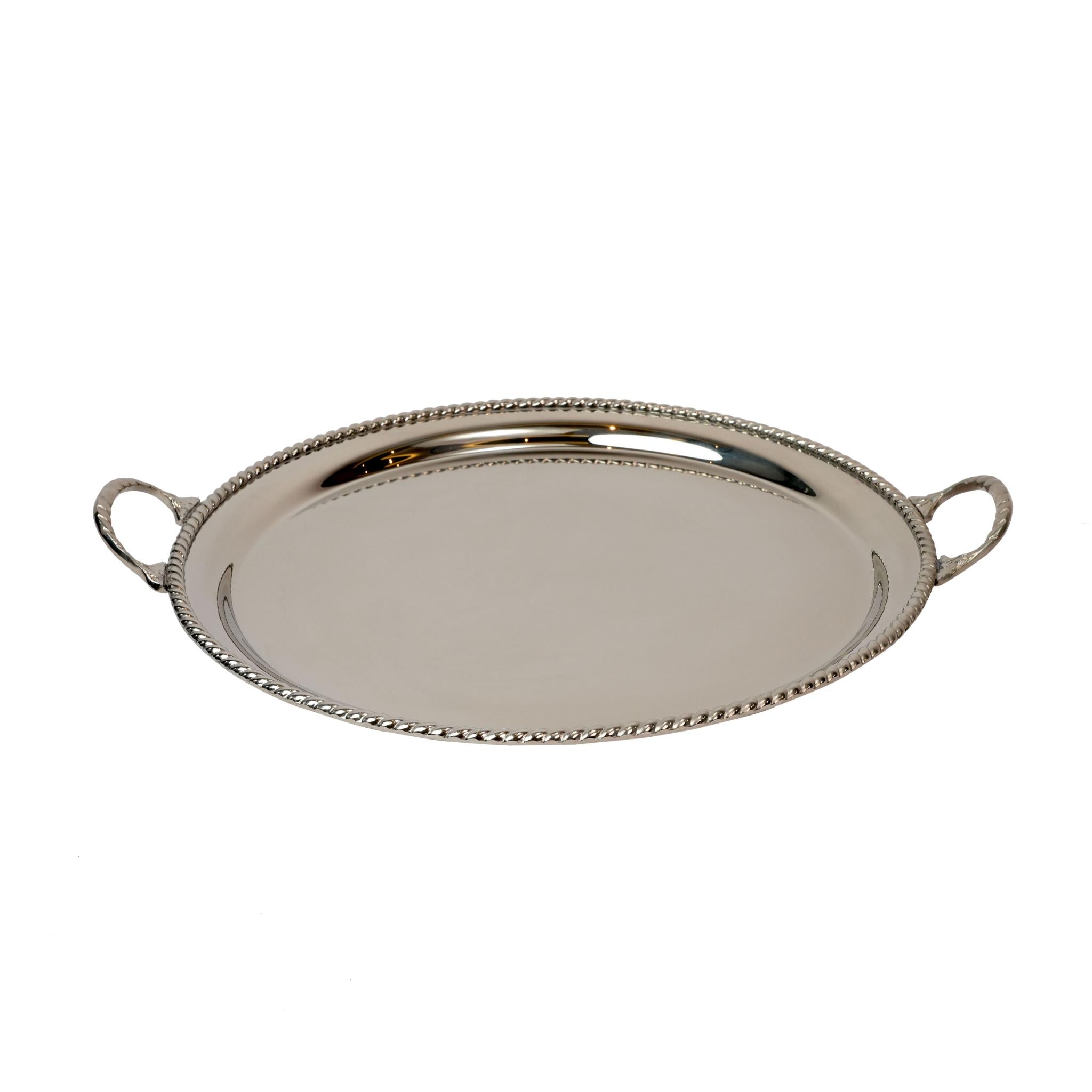 ROUND SERVING TRAY SILVER / CHROME FINISH