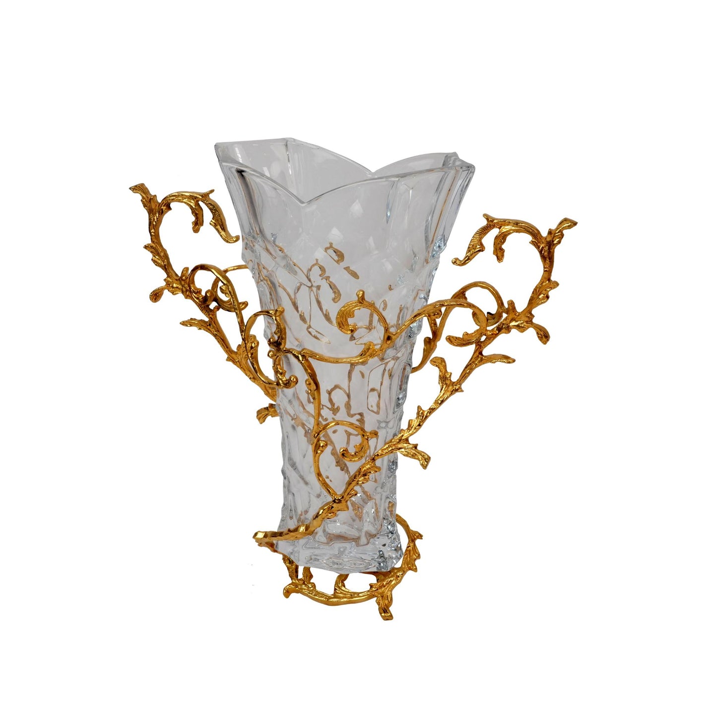 CRYSTAL VASE WITH GOLDEN BRANCHES DESIGN STAND