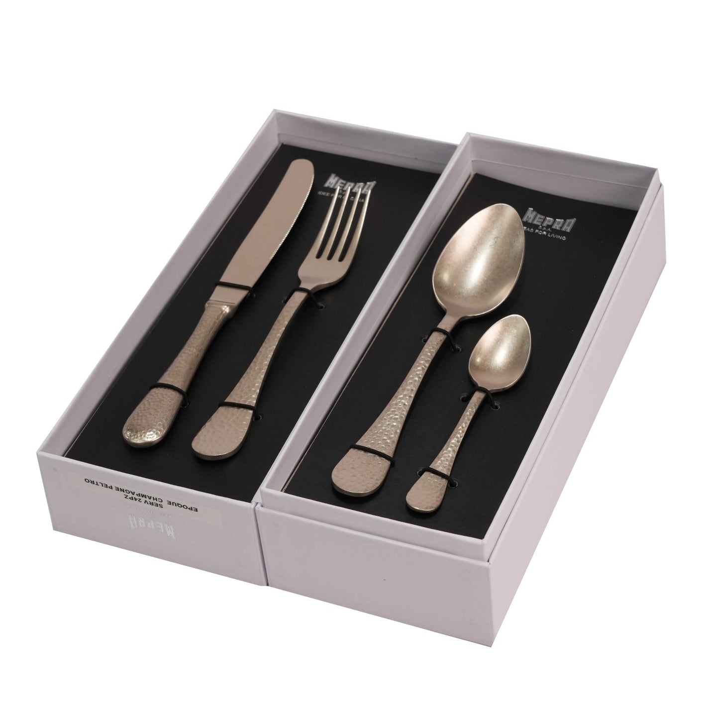EPO PEL DESIGN  CHAMPAGNE   CUTLERY  SET OF 24 PCS / CHAMPAGNE  COLOR  WITH DESIGN