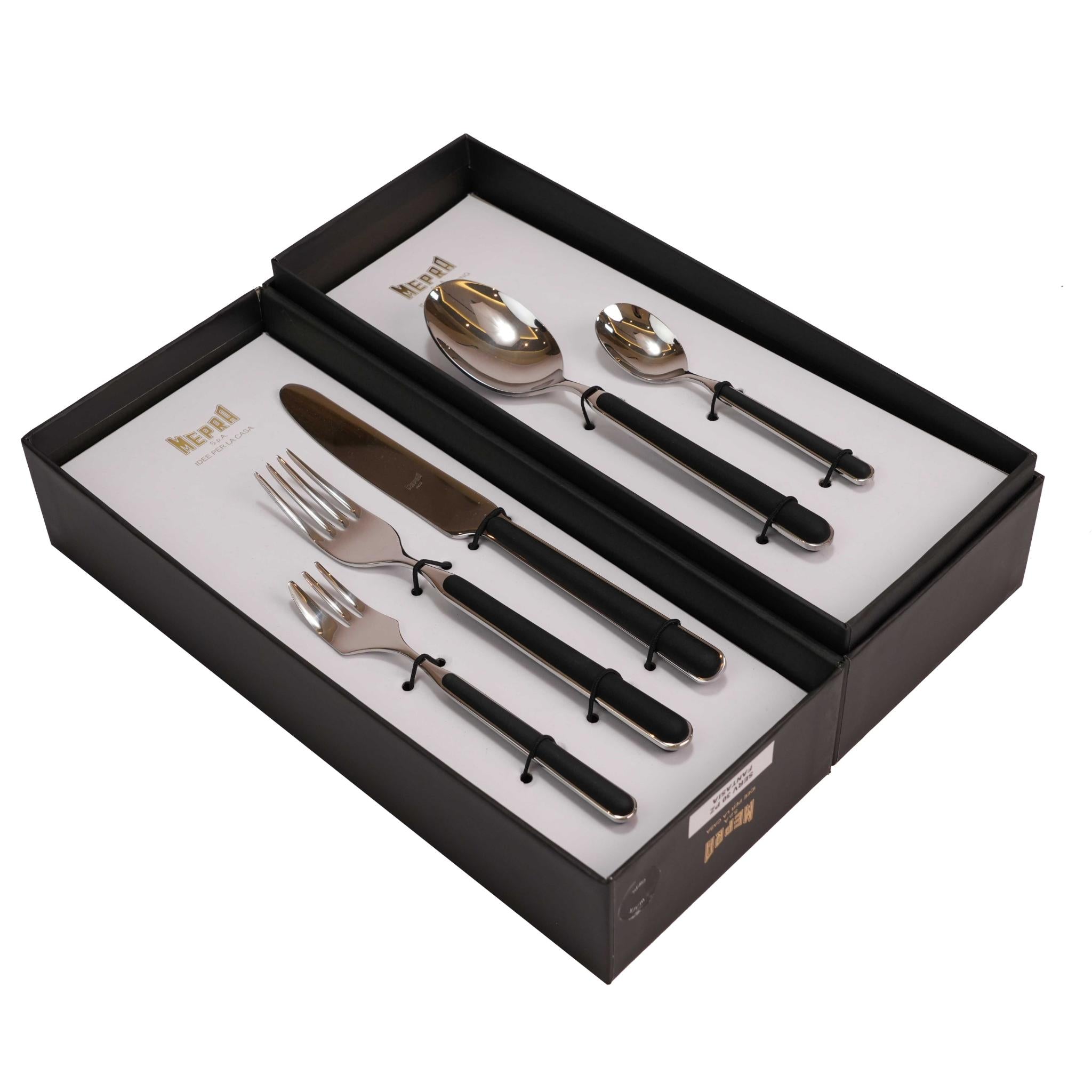 CUTLERY SET 30 PCS / SILVER COLOR AND BLACK