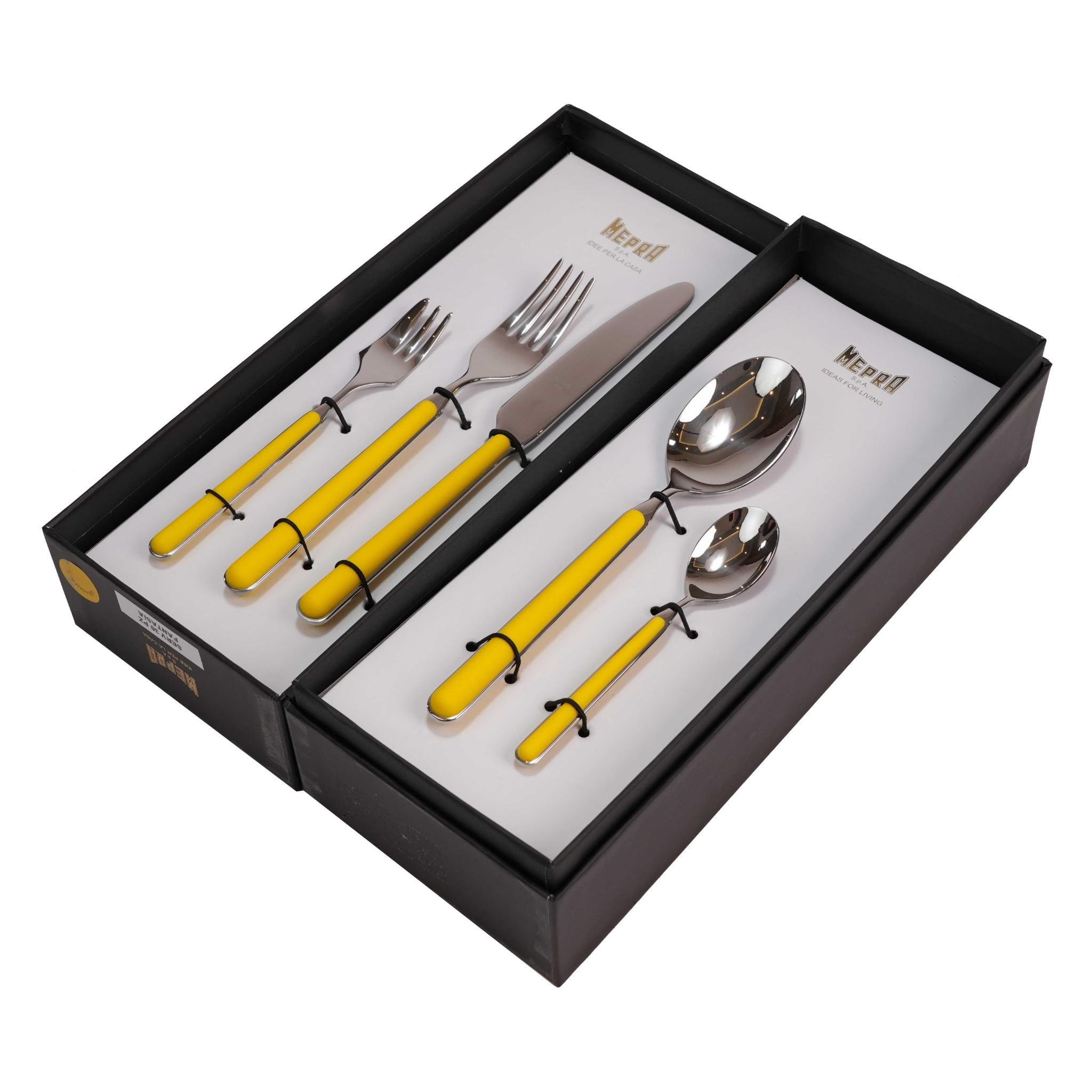 CUTLERY SET 30 PCS / SILVER COLOR AND YELLOW