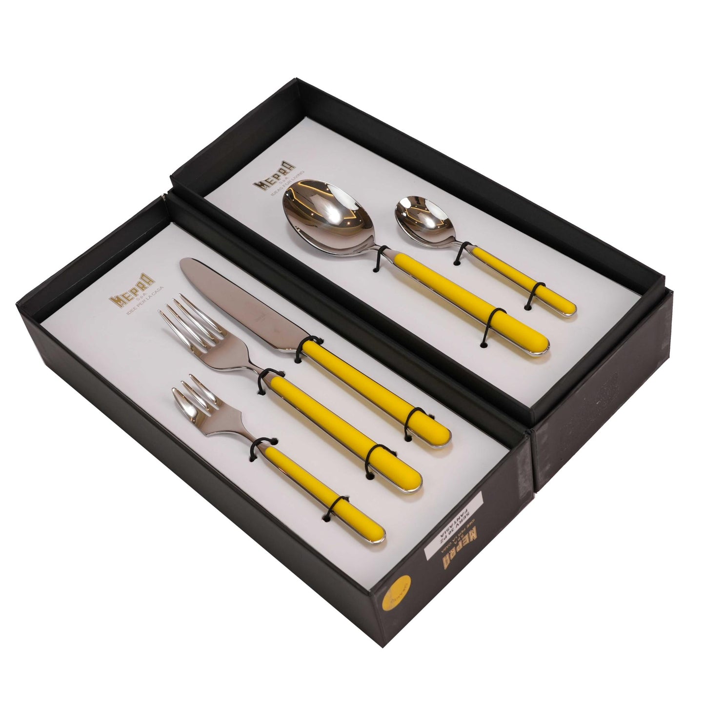 CUTLERY SET 30 PCS / SILVER COLOR AND YELLOW