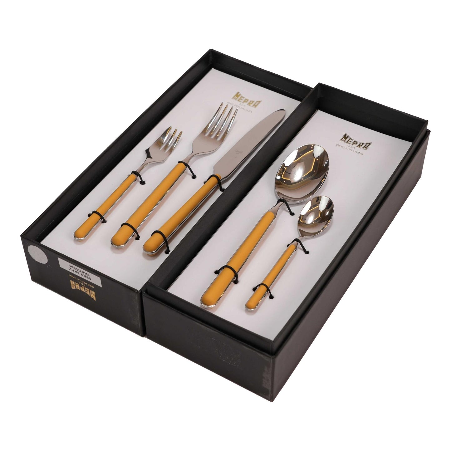 CUTLERY SET 30 PCS / SILVER COLOR AND GOLDEN YELLOW ( OCRA )