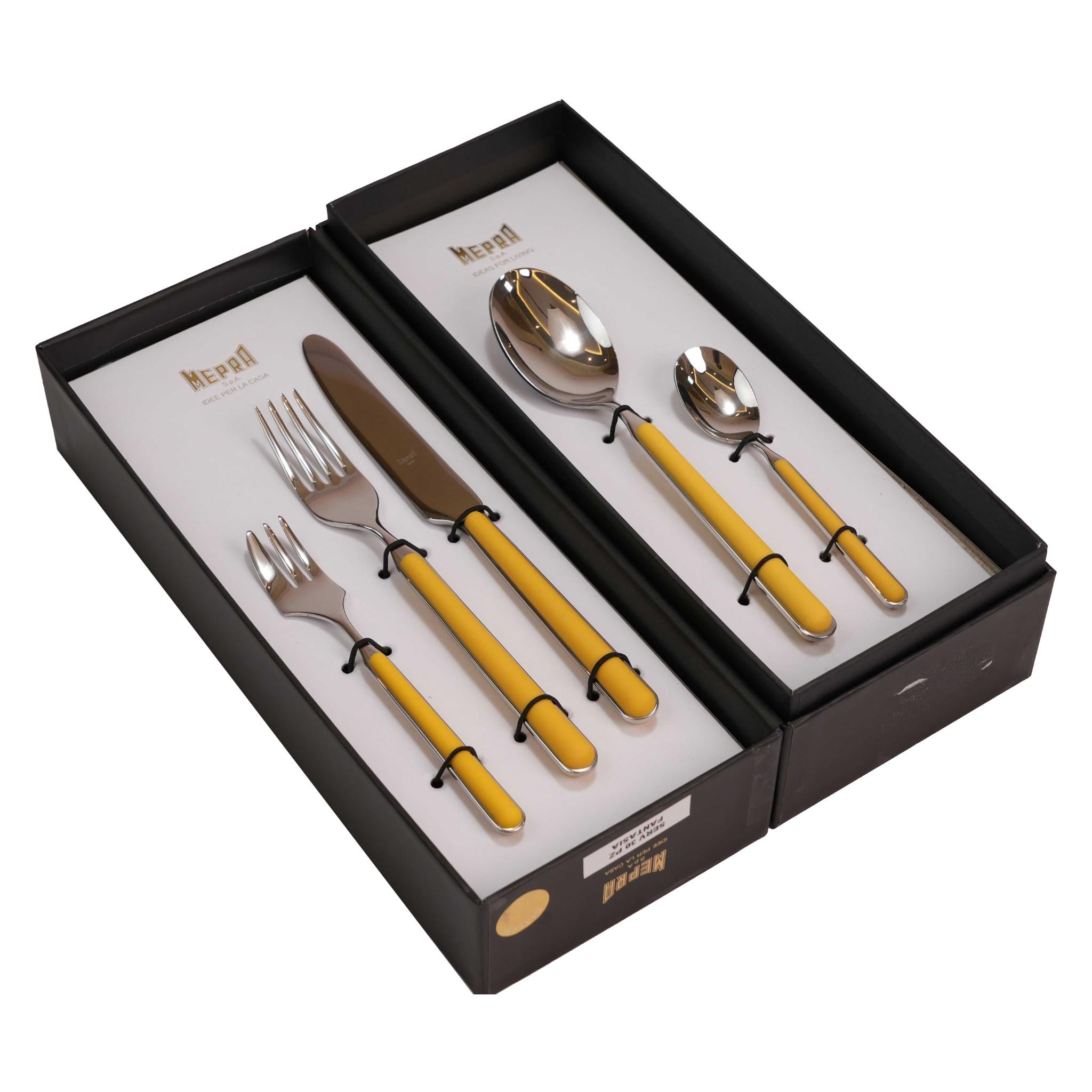 CUTLERY SET 30 PCS / SILVER COLOR AND SUNFLOWER