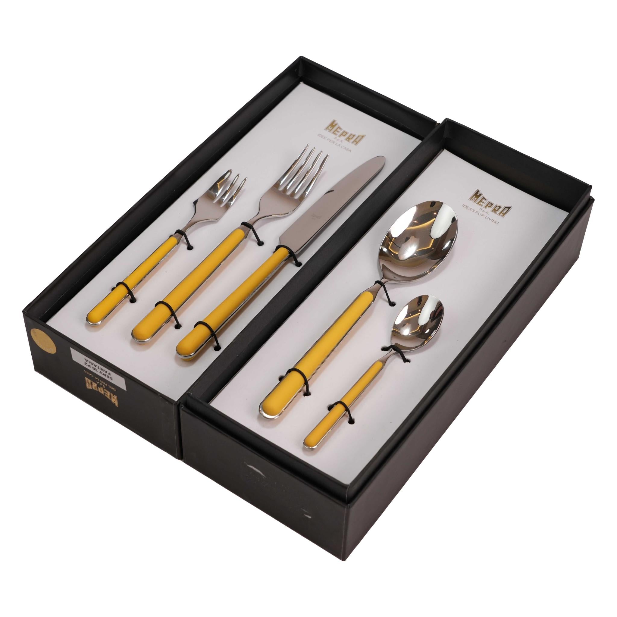 CUTLERY SET 30 PCS / SILVER COLOR AND SUNFLOWER