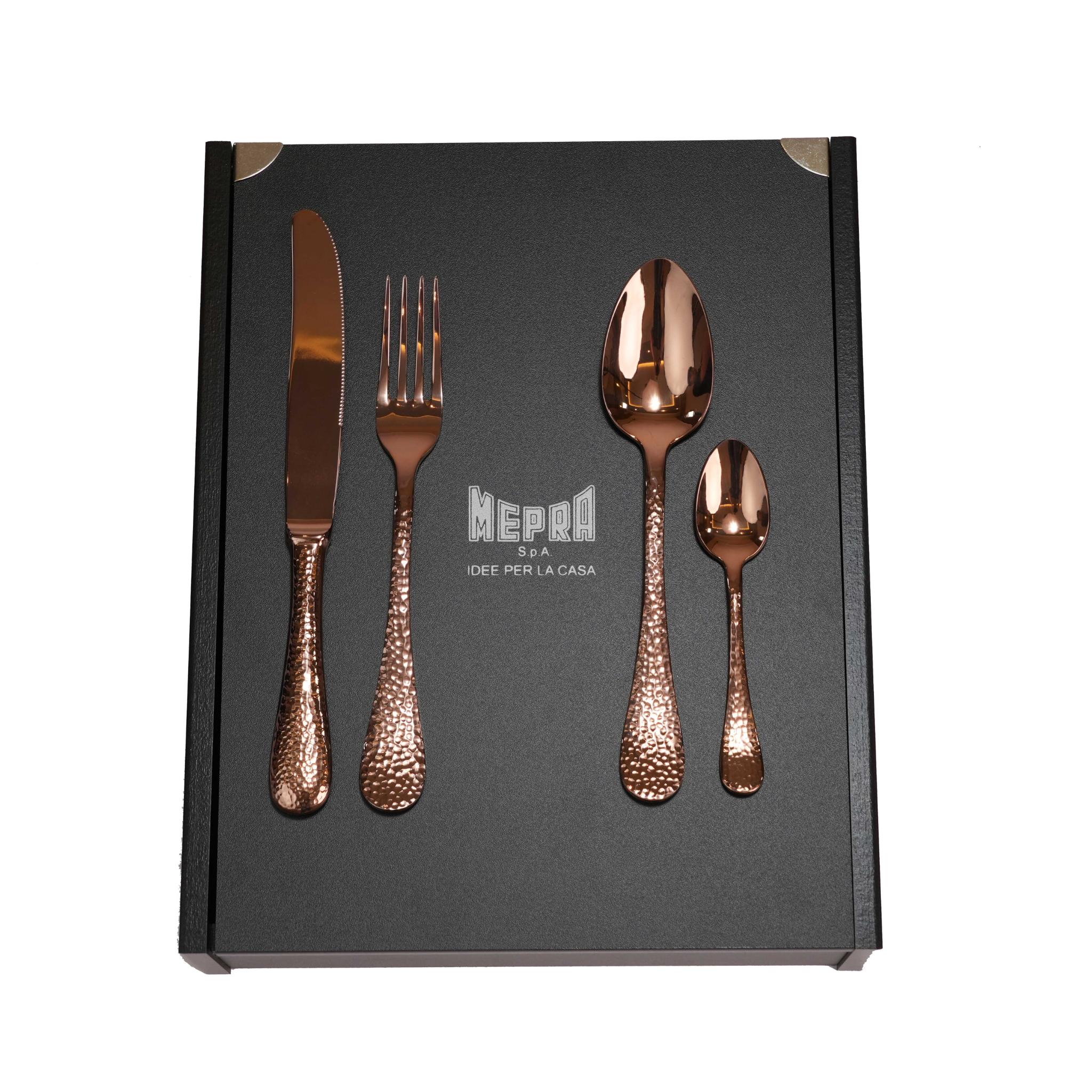 MEPRA EPOQUE DESIGN BRONZE  CUTLERY  SET  OF  24 PCS  / BRONZE  WITH DESIGN