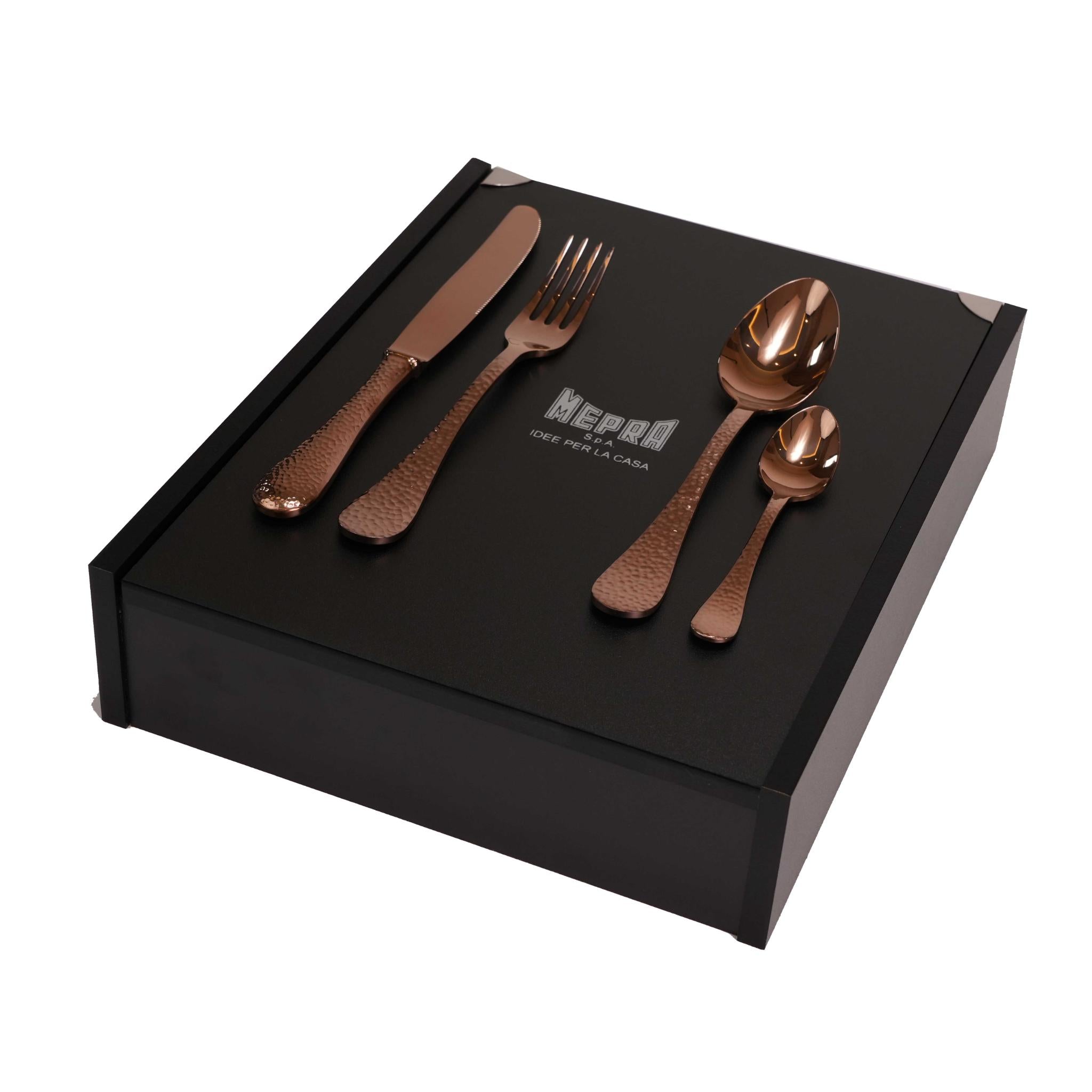 MEPRA EPOQUE DESIGN BRONZE  CUTLERY  SET  OF  24 PCS  / BRONZE  WITH DESIGN