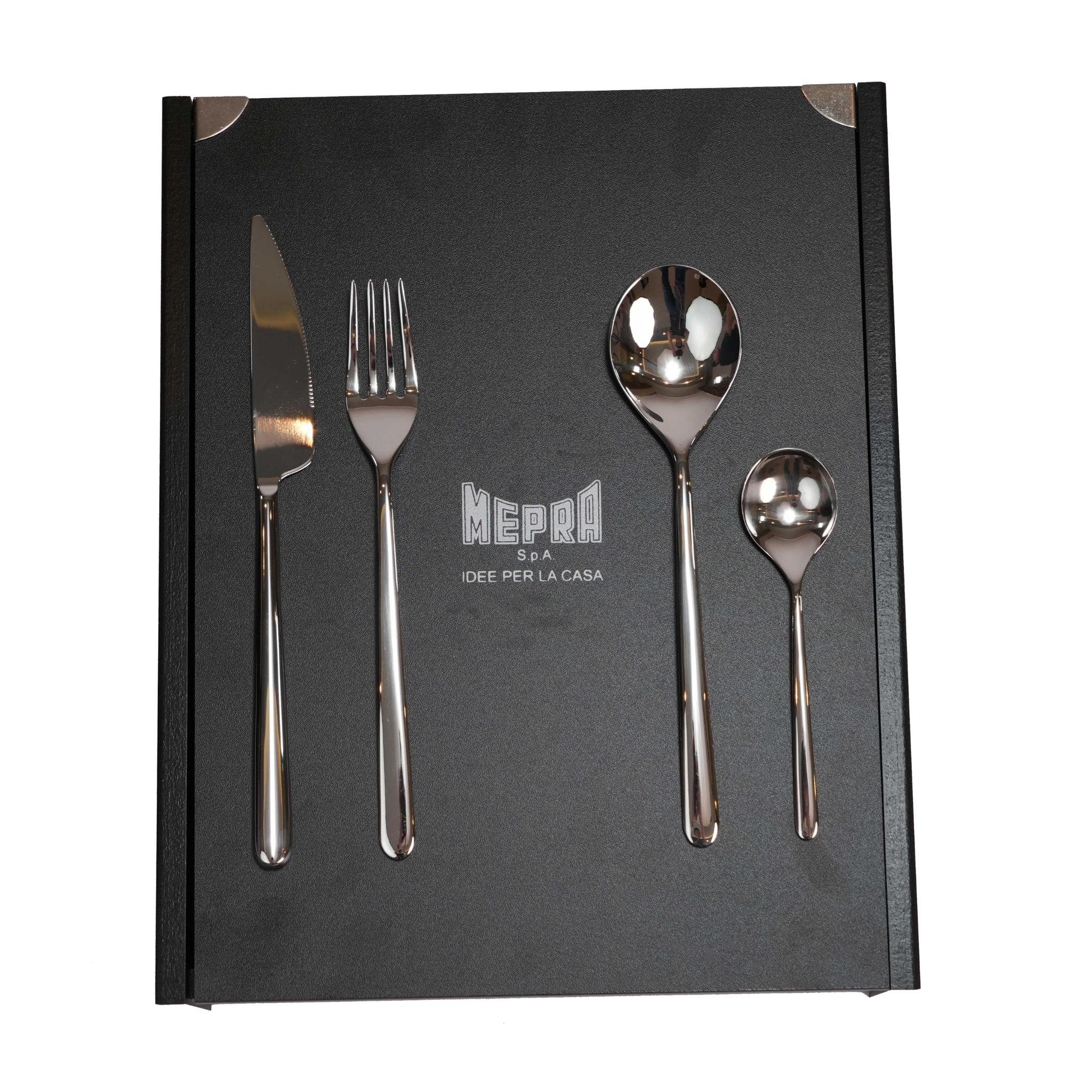 MEPRA LINEA DESIGN CUTLERY SET OF  24 PCS / SILVER