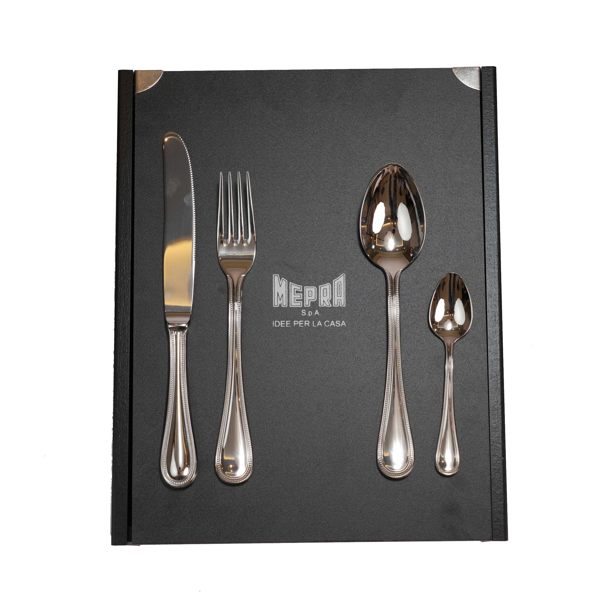 MEPRA PERLA  DESIGN CUTLERY SET  OF  24 PCS /  SILVER