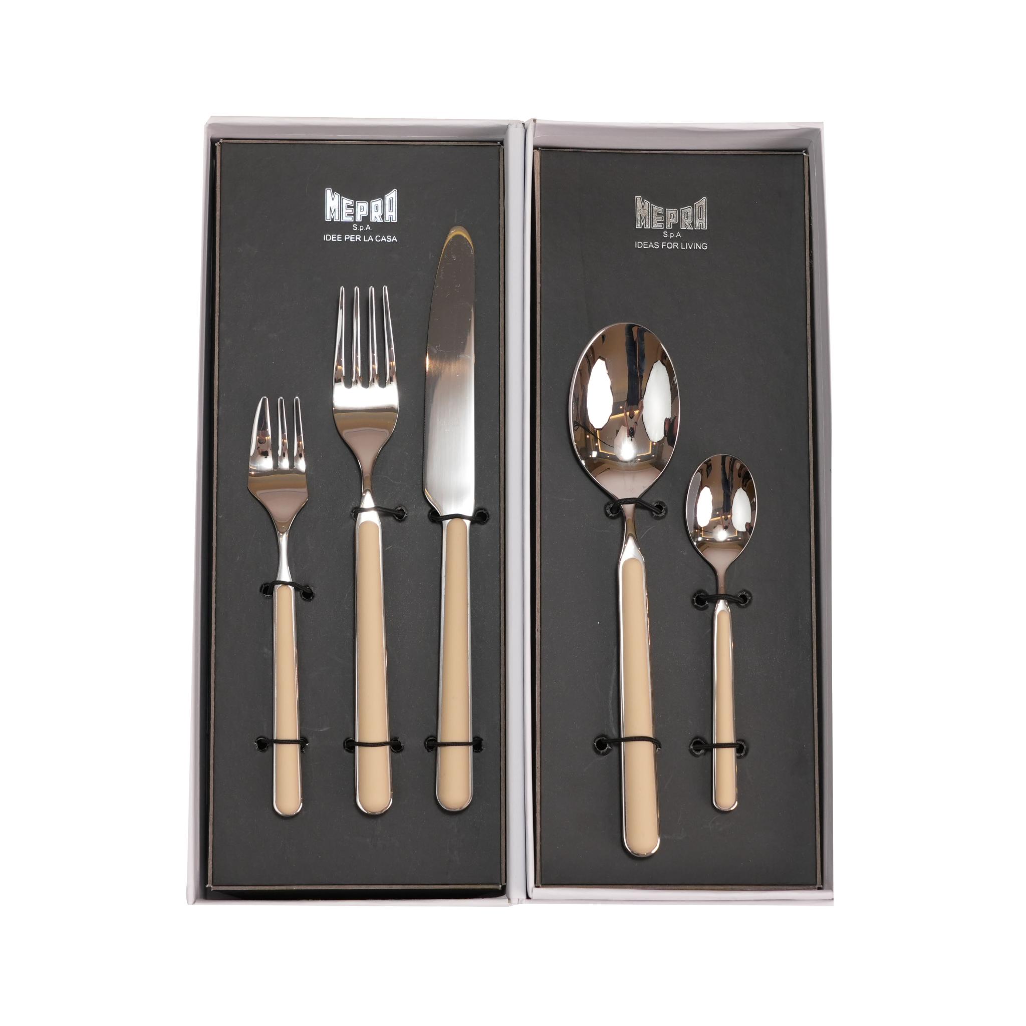 CUTLERY SET 30 PCS / SILVER COLOR AND SESAME COLOR