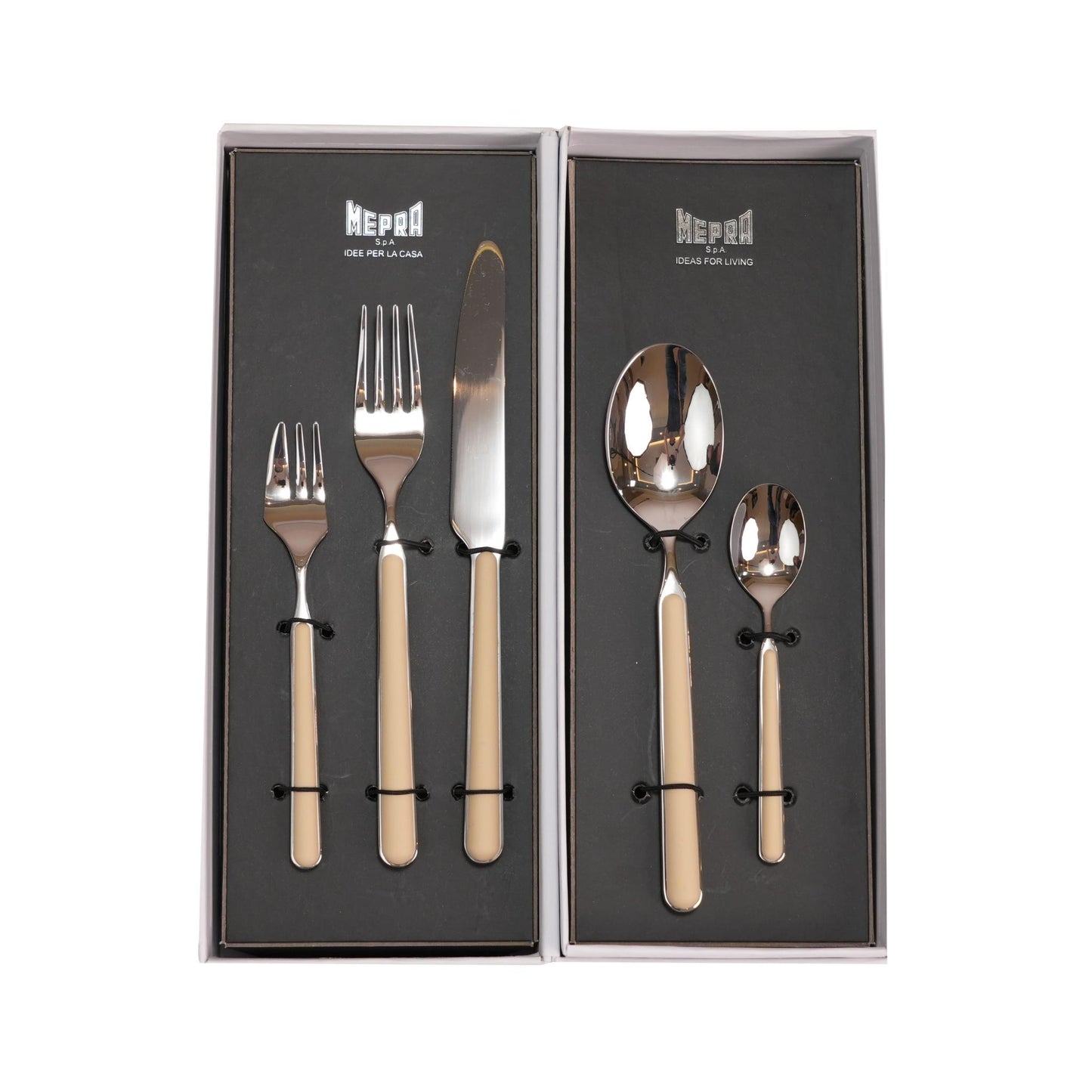 CUTLERY SET 30 PCS / SILVER COLOR AND SESAME COLOR