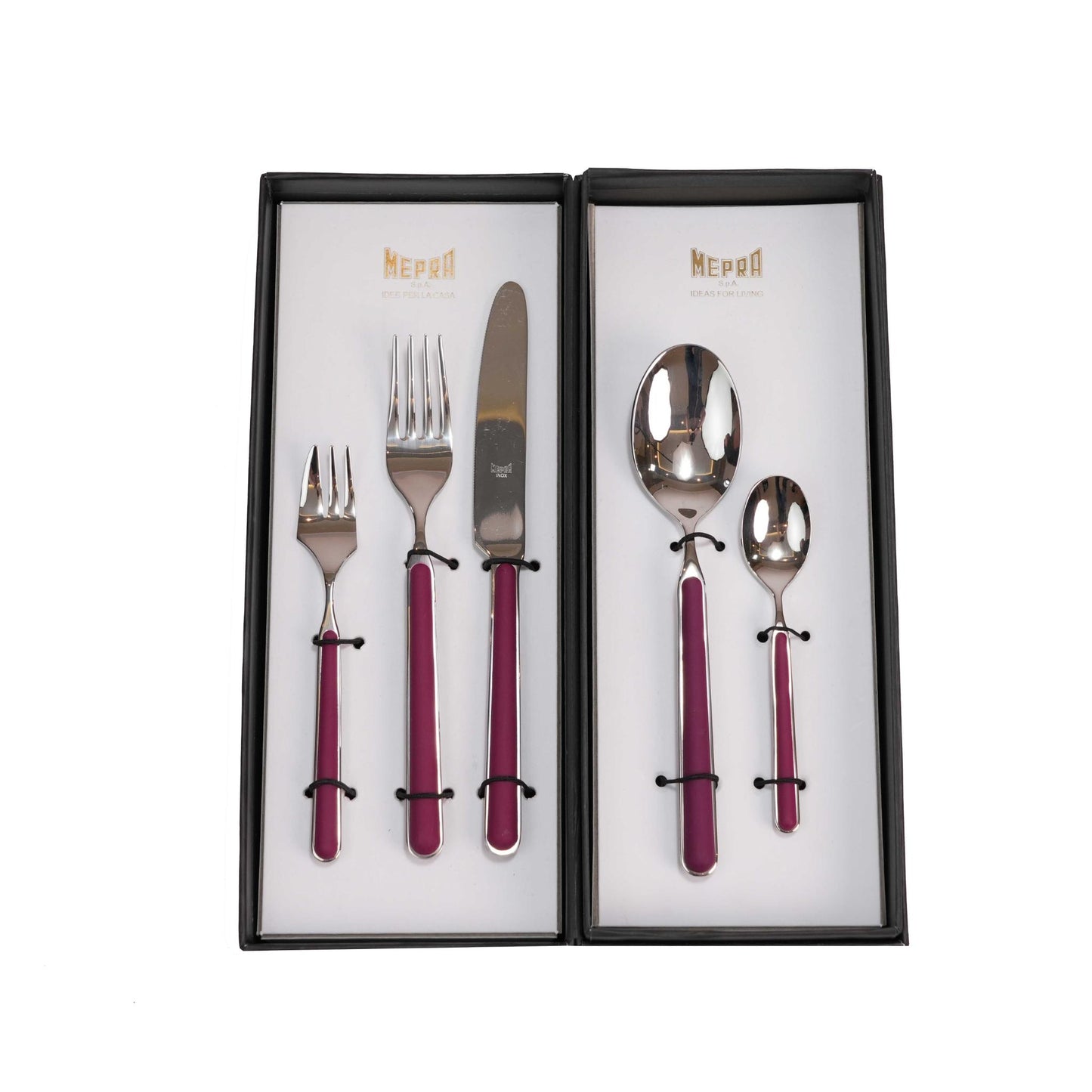 CUTLERY SET 30 PCS / SILVER COLOR AND BORDEAUX
