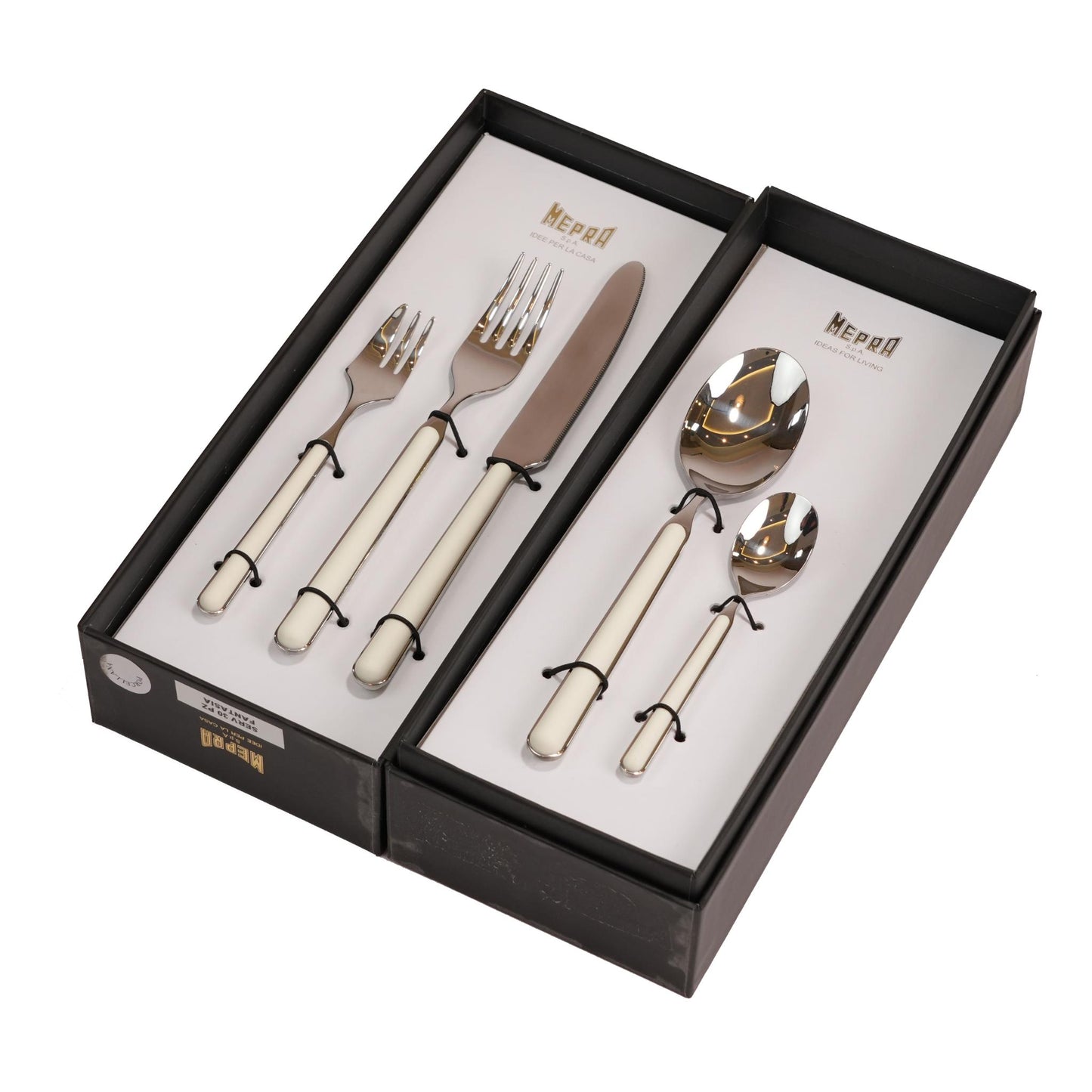 CUTLERY SET 30 PCS / SILVER COLOR AND PORCELAIN