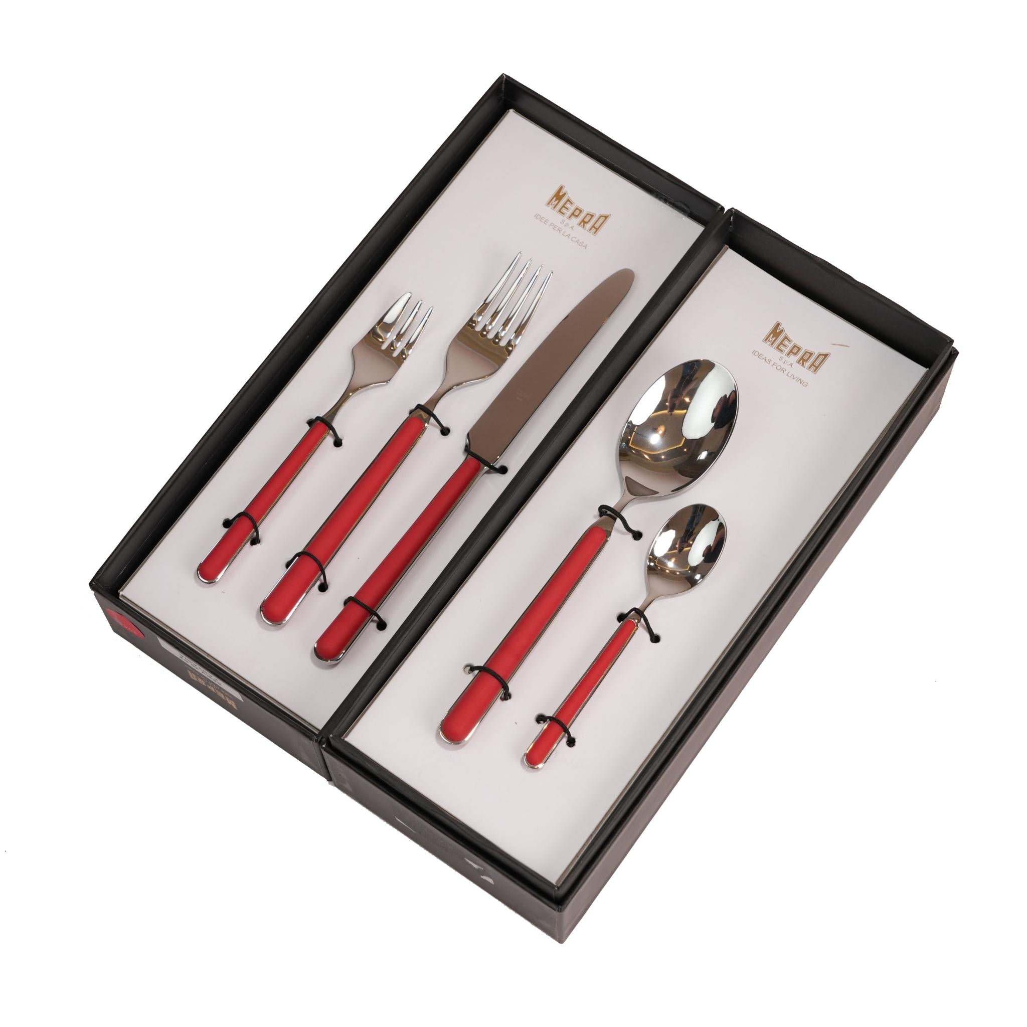 CUTLERY SET 30 PCS / SILVER COLOR AND RED