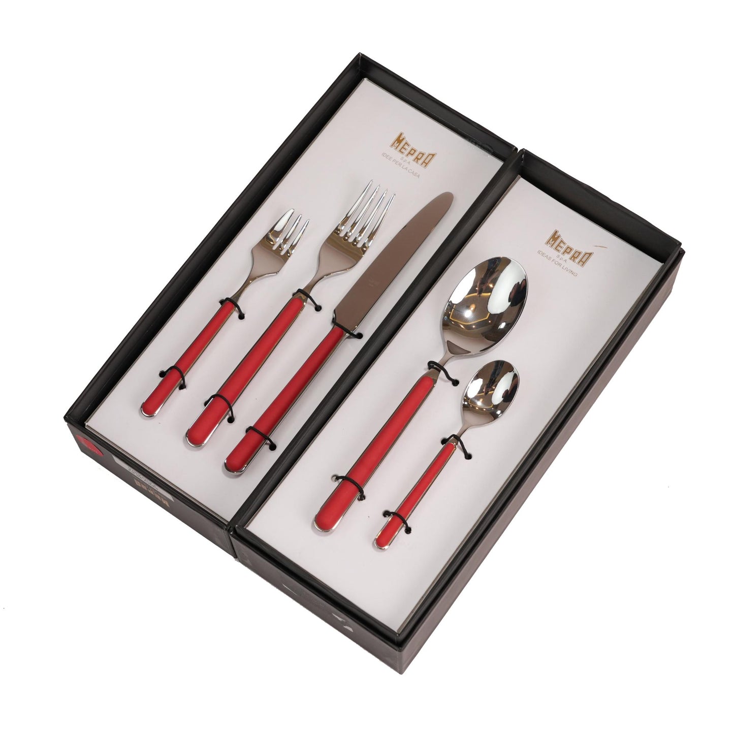 CUTLERY SET 30 PCS / SILVER COLOR AND RED