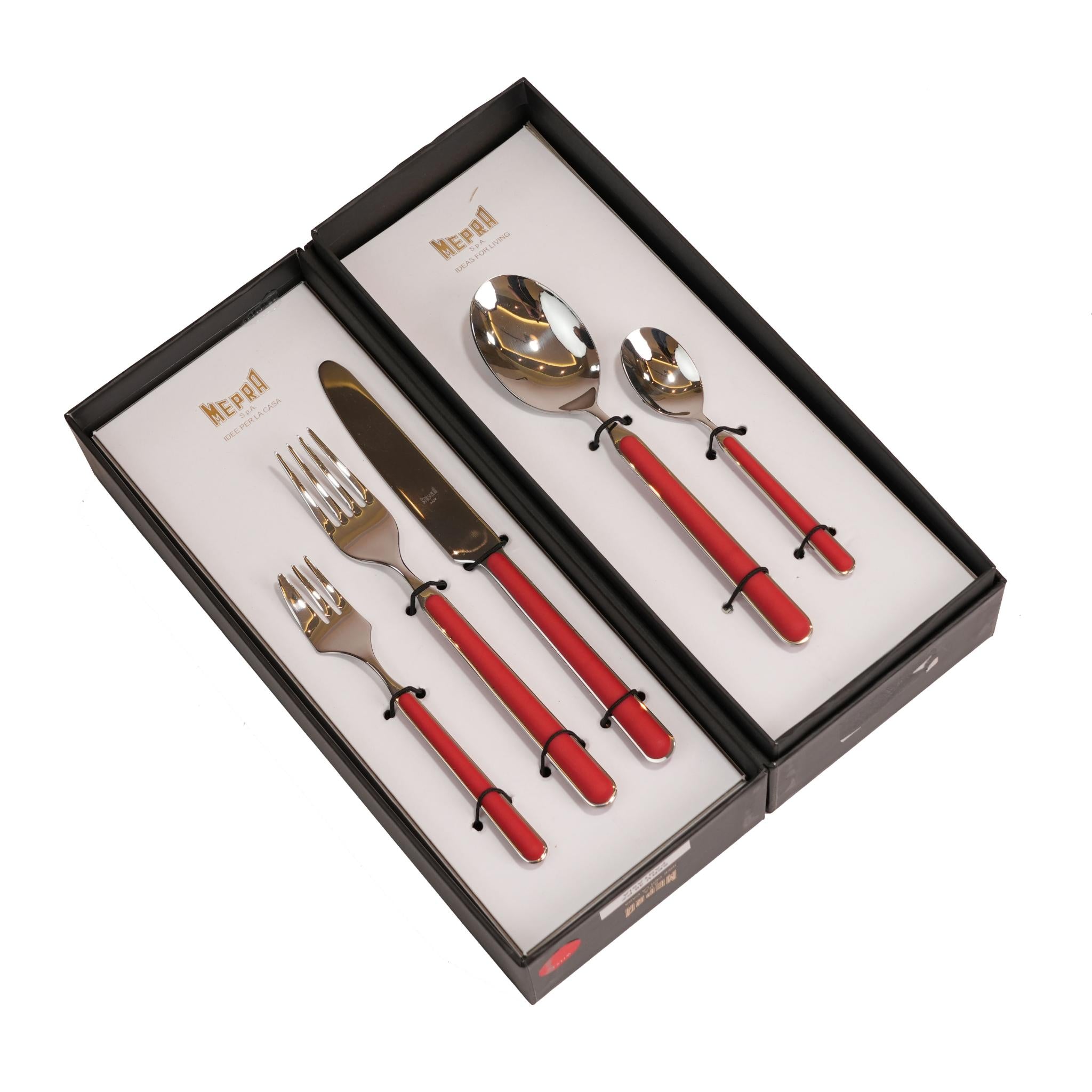 CUTLERY SET 30 PCS / SILVER COLOR AND RED
