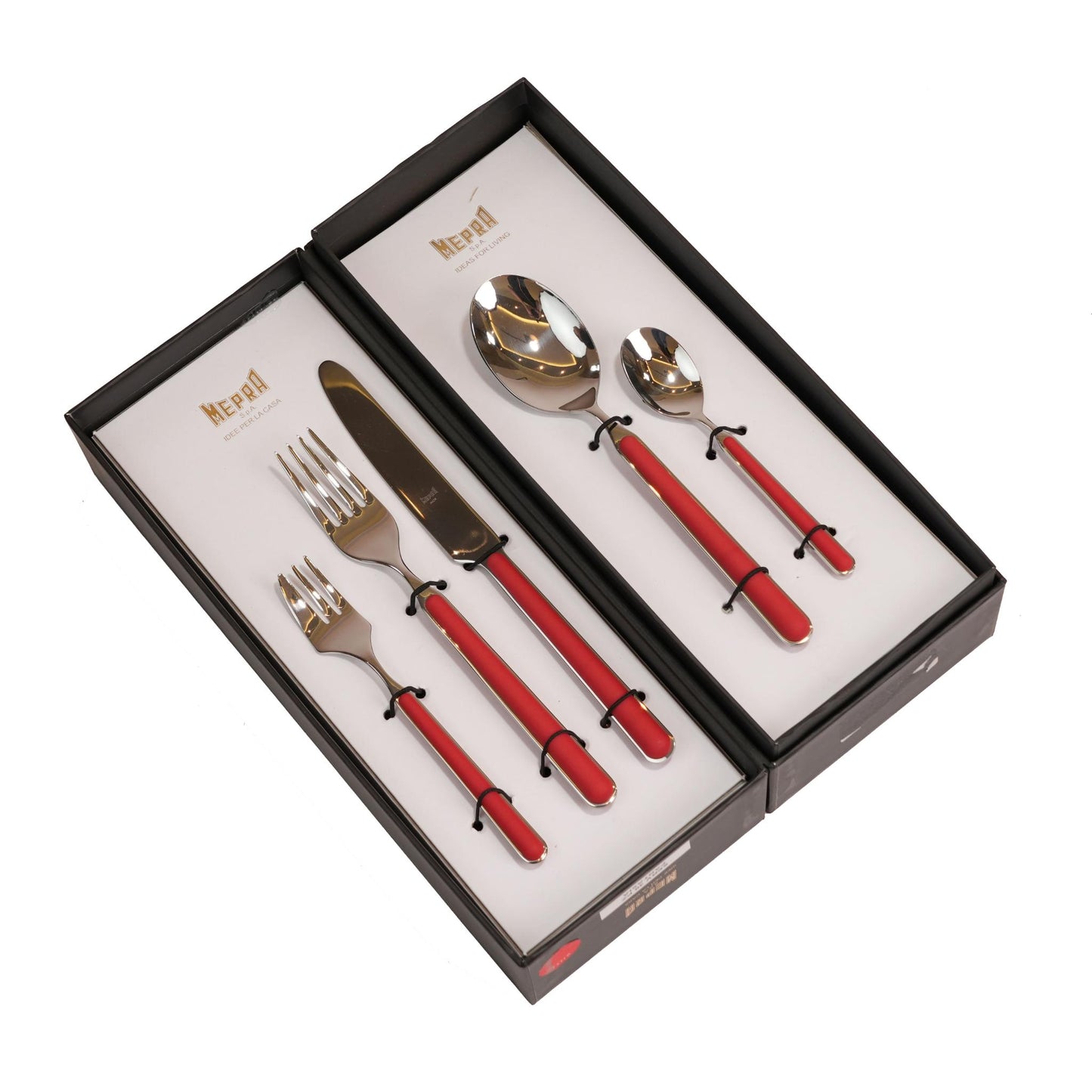 CUTLERY SET 30 PCS / SILVER COLOR AND RED