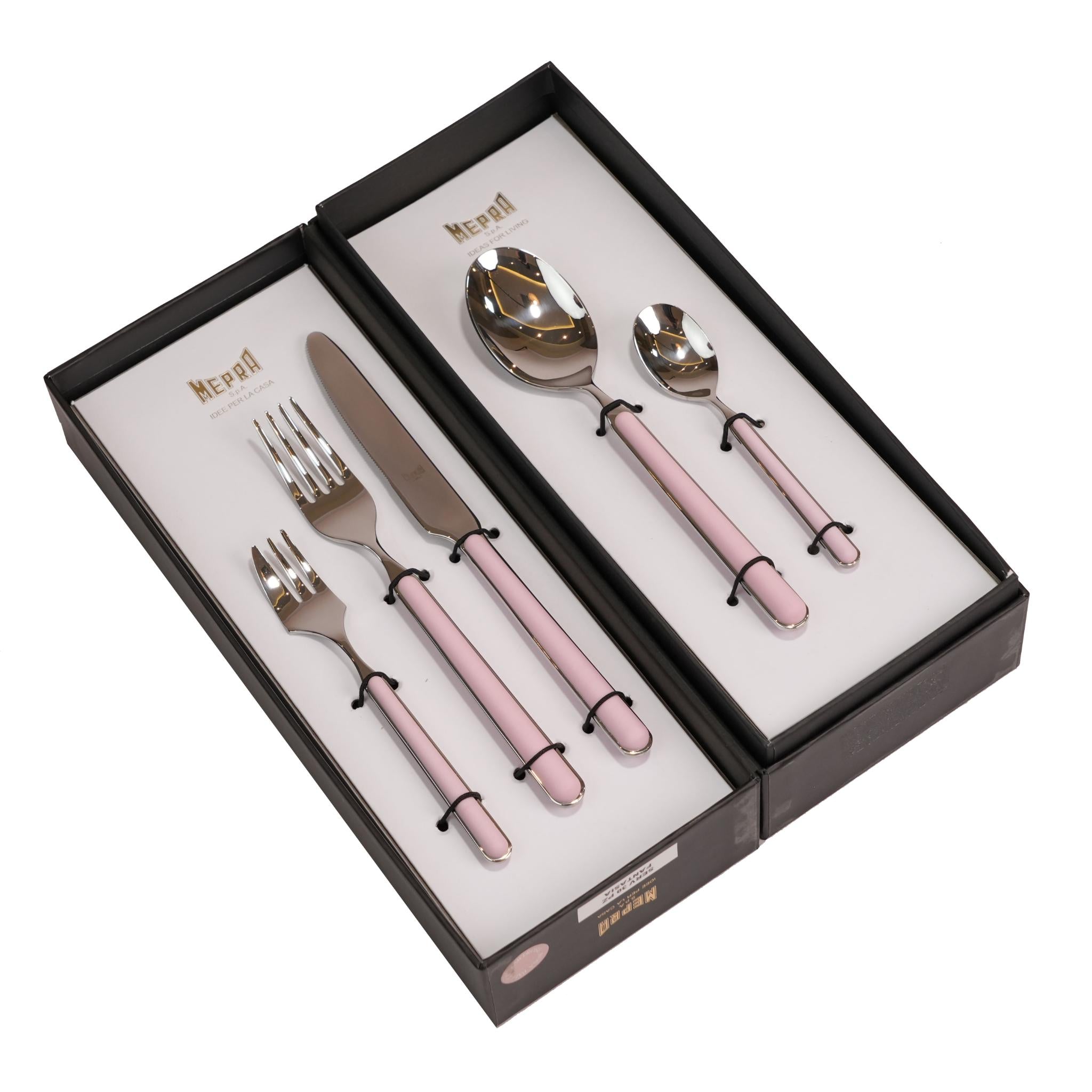 CUTLERY SET 30 PCS / SILVER COLOR AND ROSE PINK